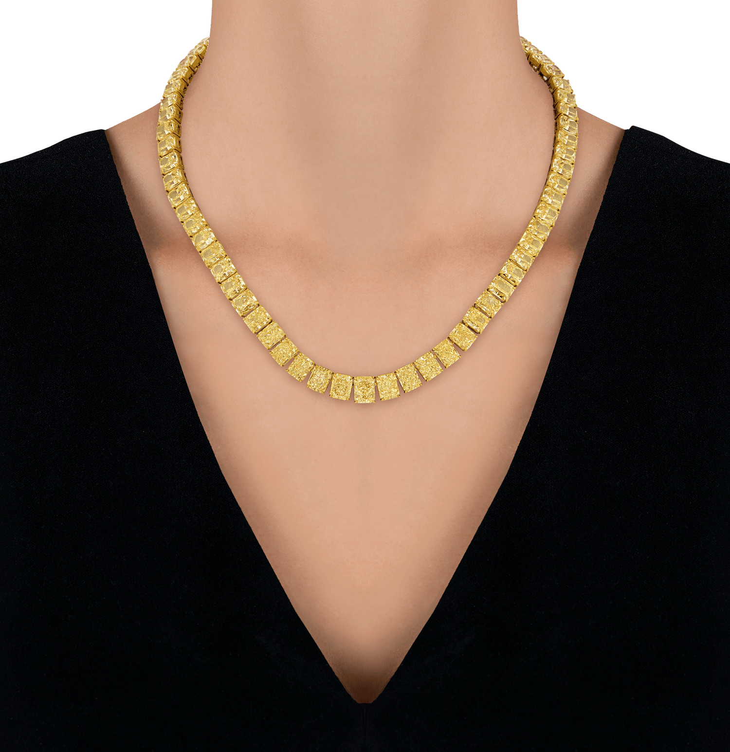 Fancy Yellow Diamond Riviera Necklace, 79.30 Carats
