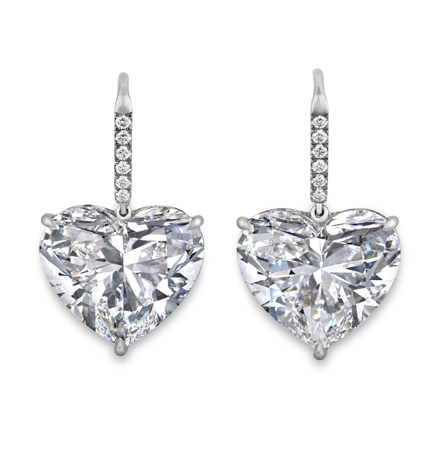Heart-Shaped Golconda Diamond Earrings, 22.23 Carats
