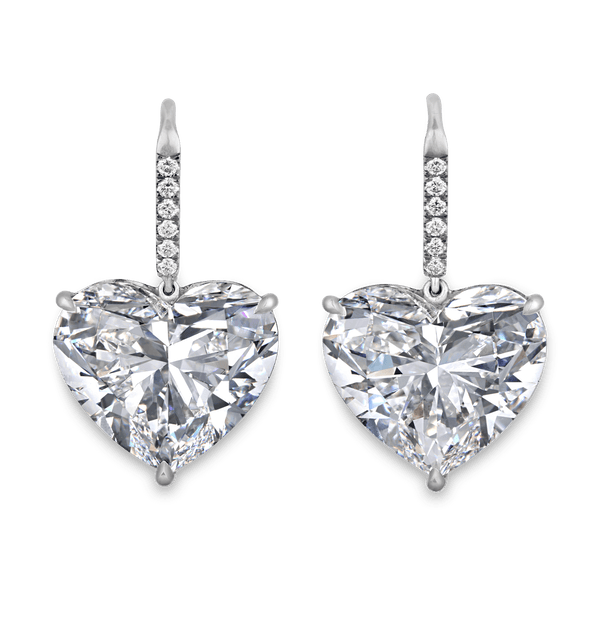 Heart-Shaped Golconda Diamond Earrings, 22.23 Carats