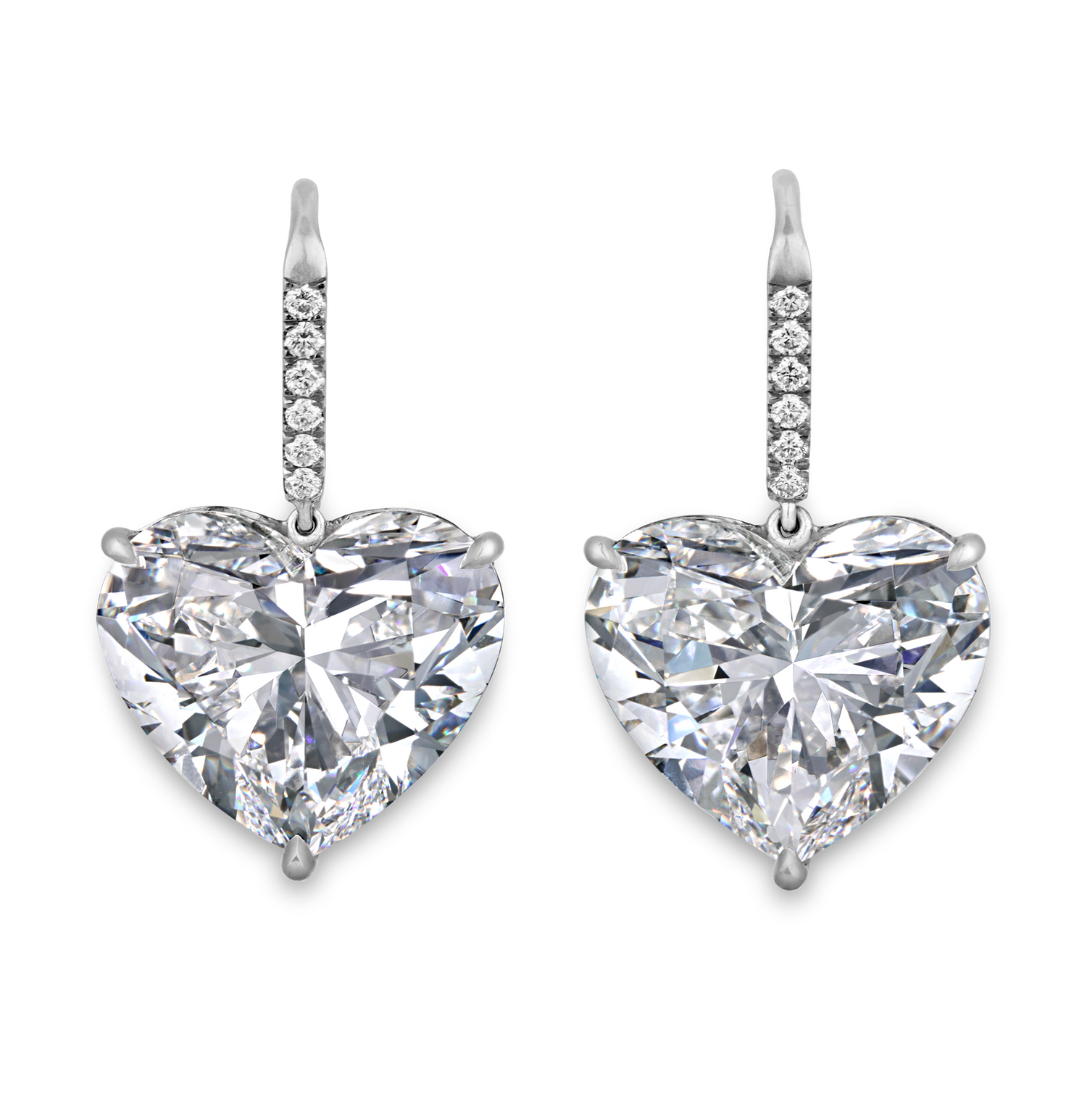 Heart-Shaped Golconda Diamond Earrings, 22.23 Carats