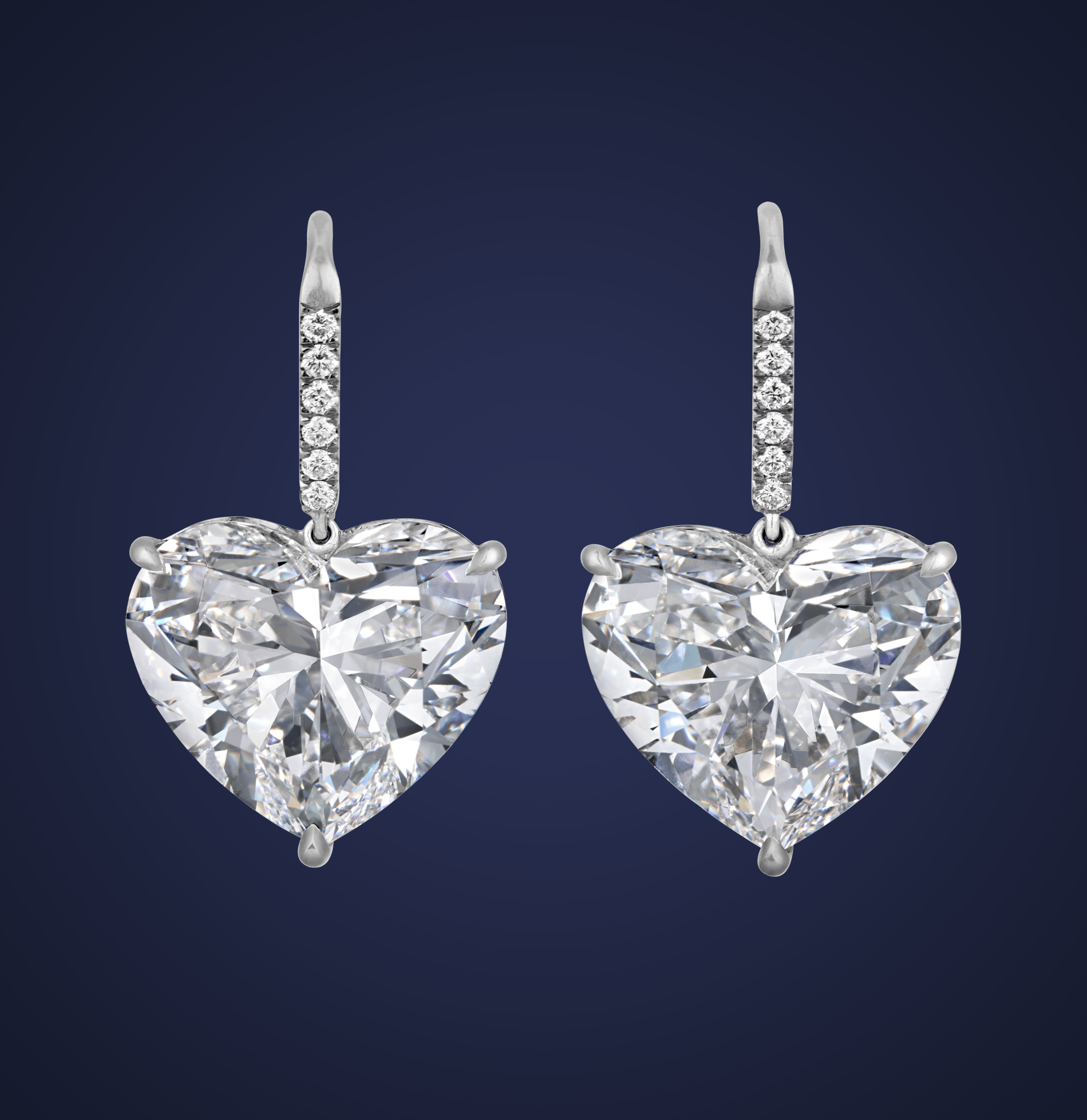 Heart-Shaped Golconda Diamond Earrings, 22.23 Carats