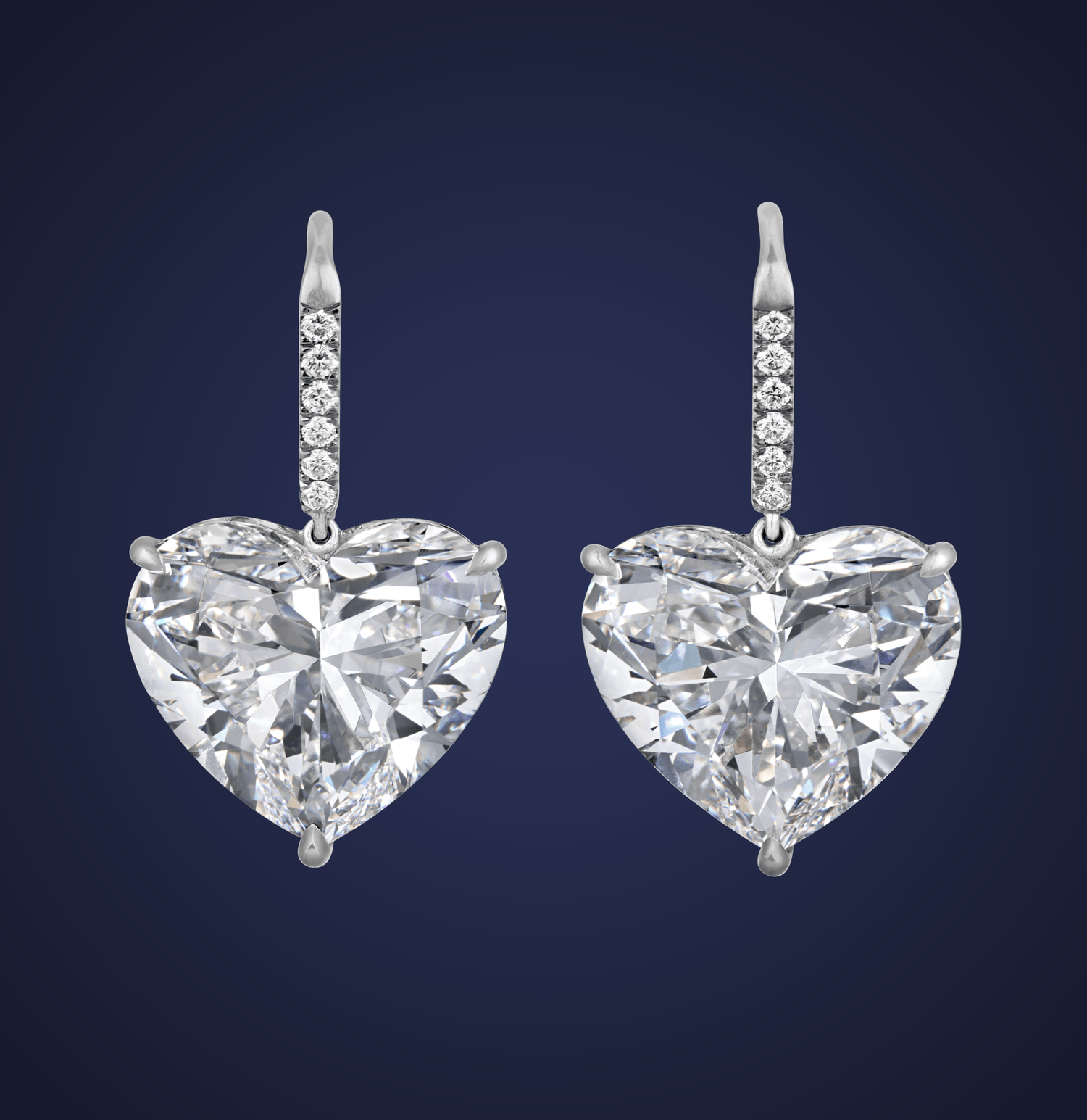 Heart-Shaped Golconda Diamond Earrings, 22.23 Carats