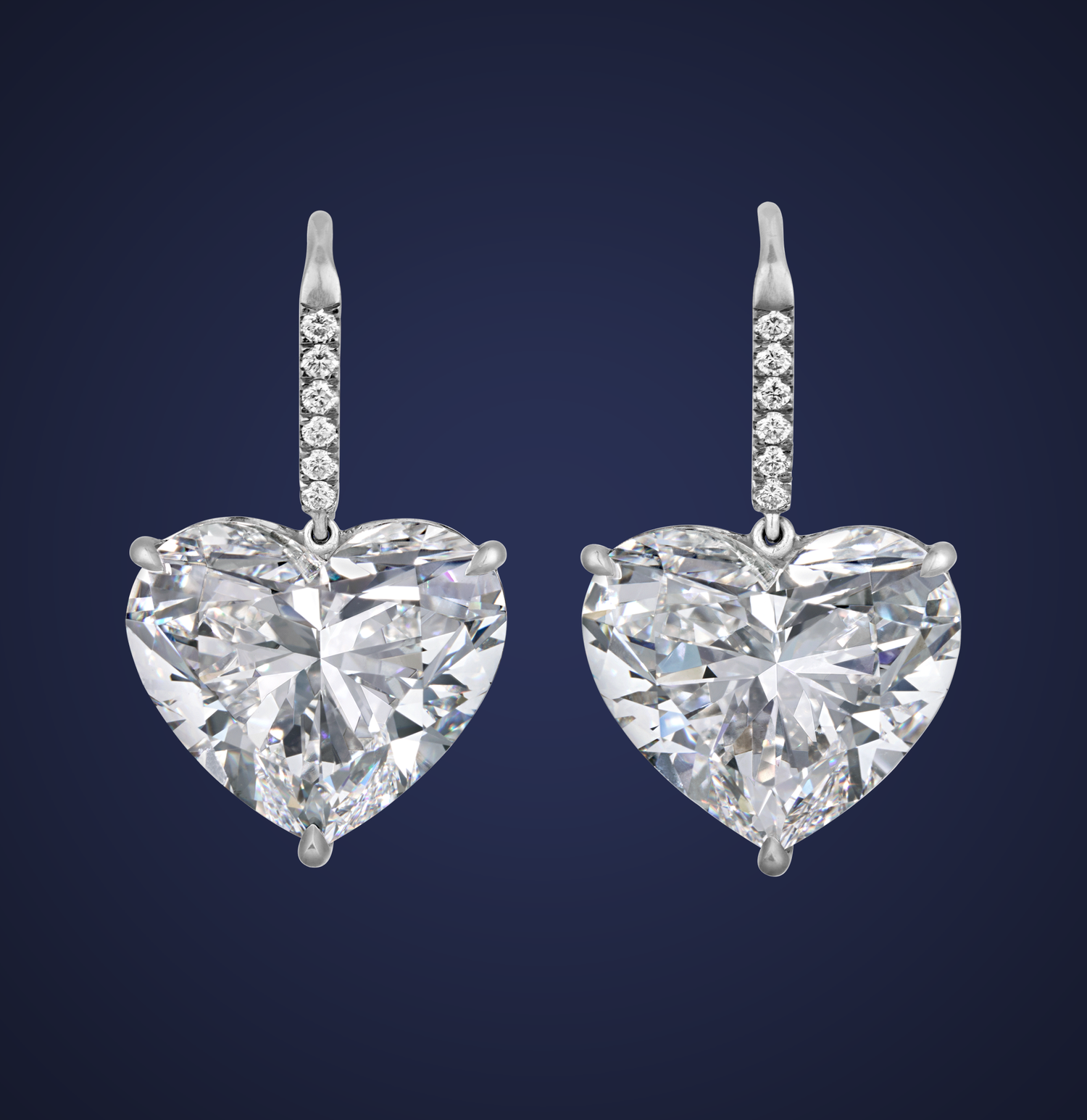Heart-Shaped Golconda Diamond Earrings, 22.23 Carats