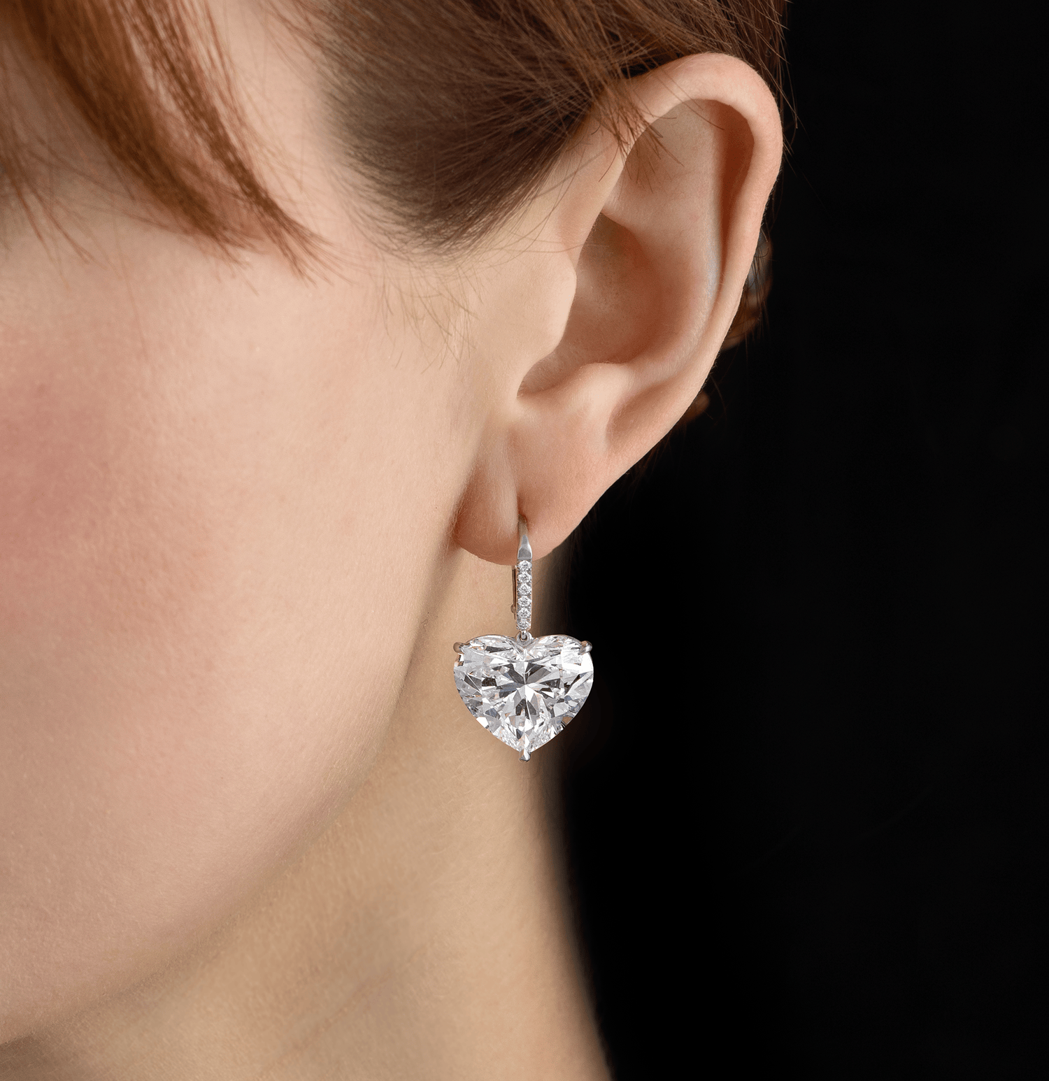 Heart-Shaped Golconda Diamond Earrings, 22.23 Carats