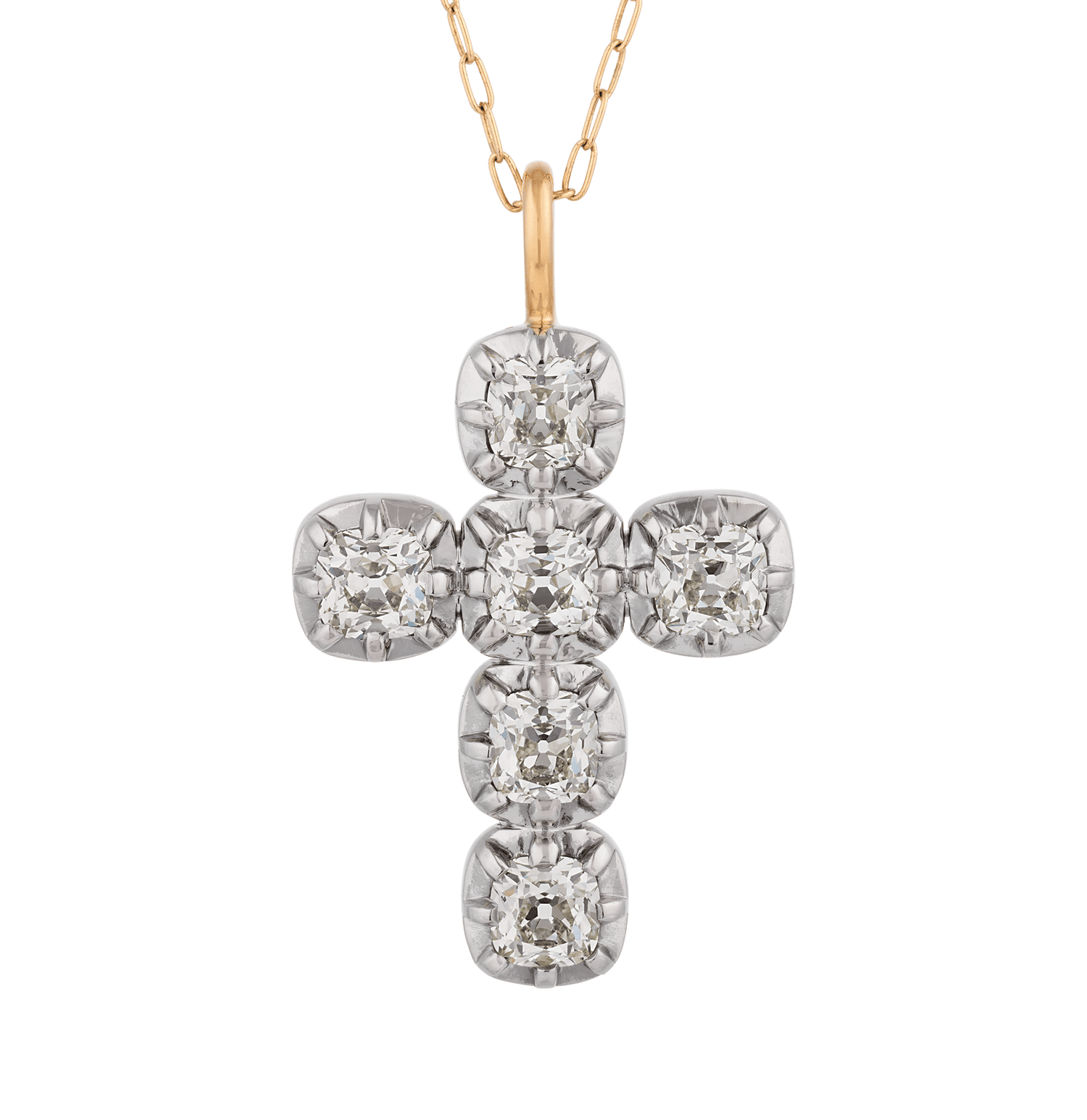 Old Mine Diamond Cross Pendant, 6.80 Carats