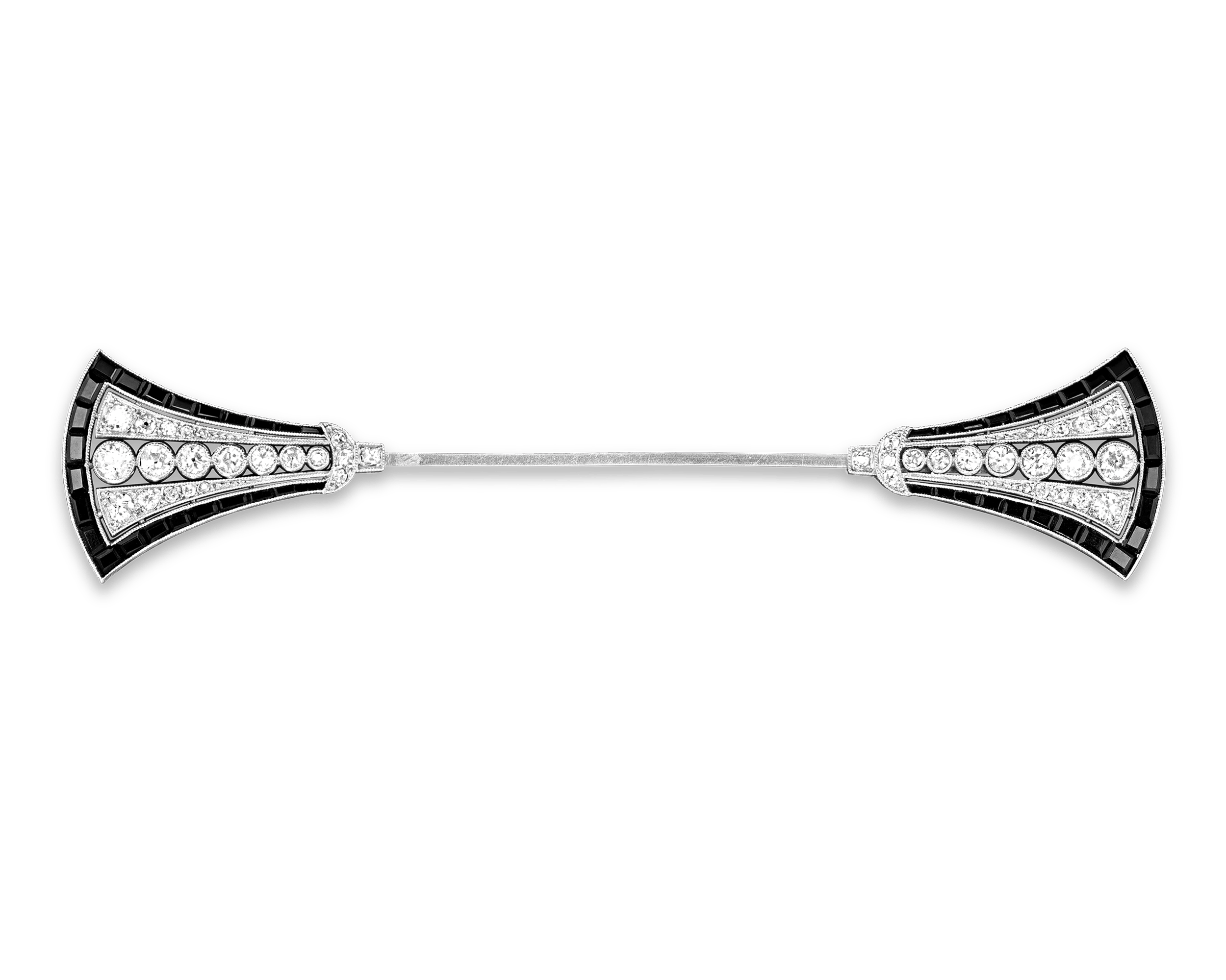 Art Deco Diamond and Onyx Jabot Pin