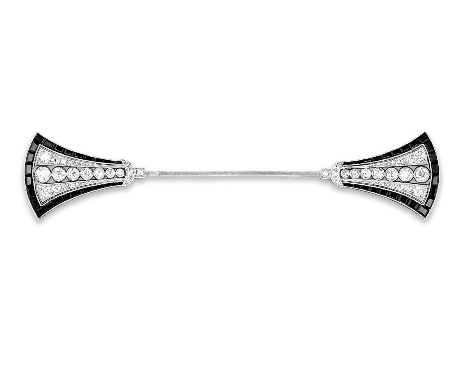 Art Deco Diamond and Onyx Jabot Pin