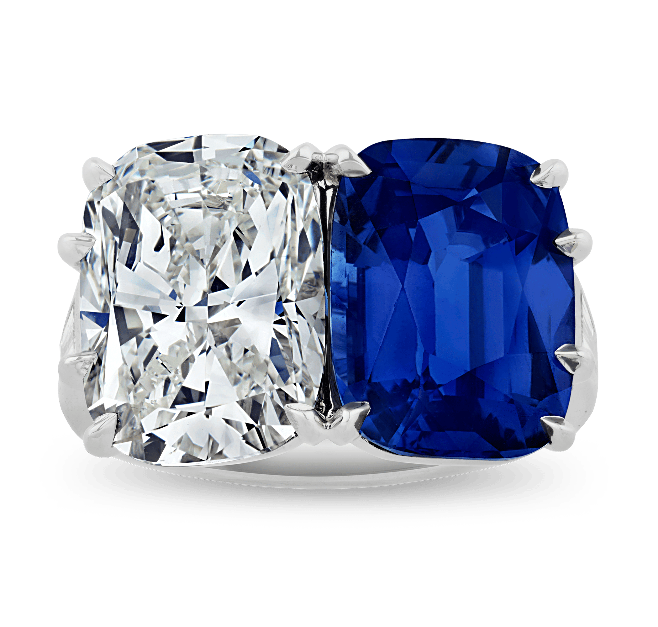 Untreated Burma Sapphire and Diamond Ring