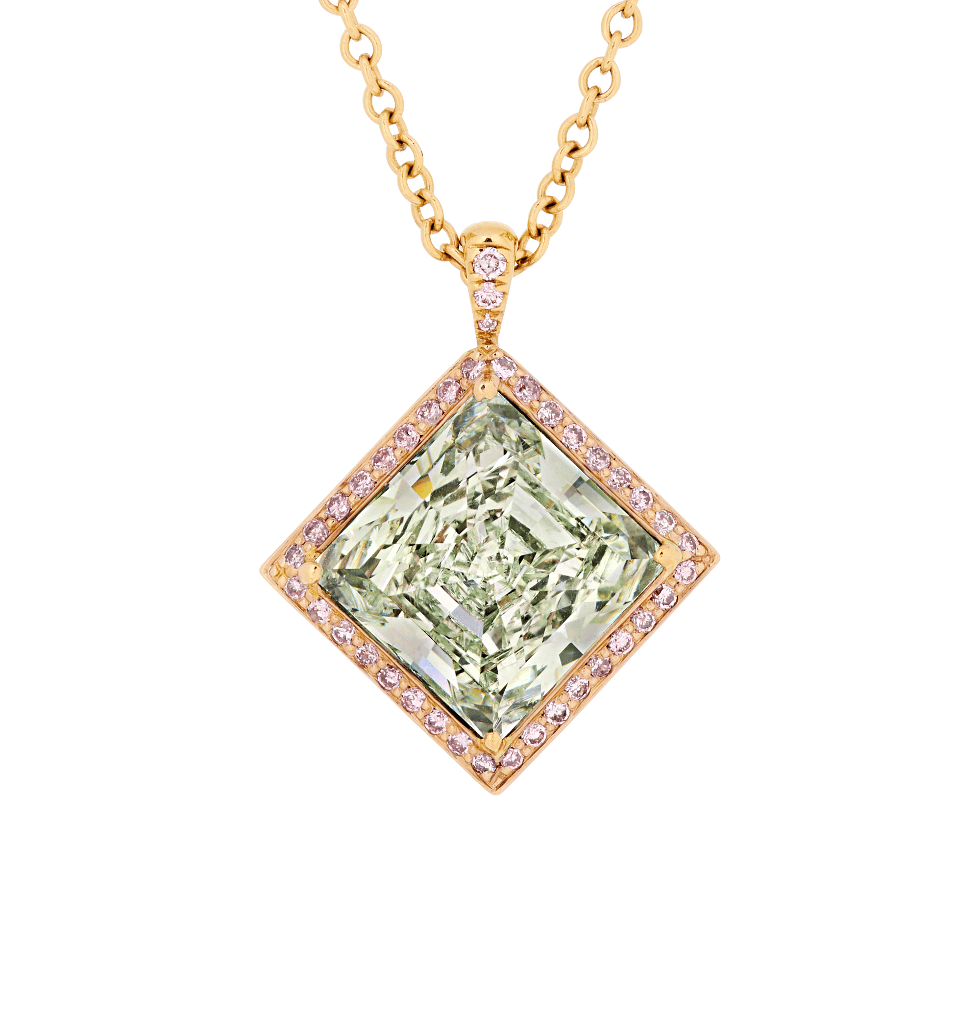 Fancy Light Yellowish Green Diamond Pendant, 5.11 Carats