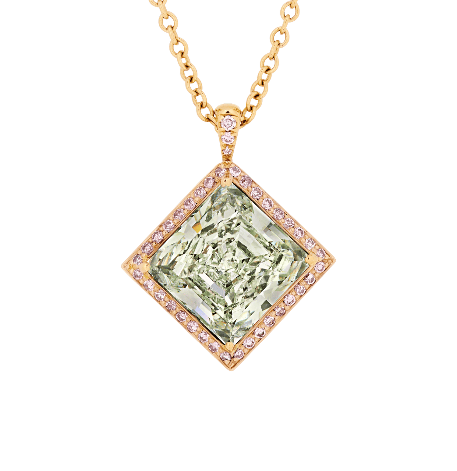 Fancy Light Yellowish Green Diamond Pendant, 5.11 Carats