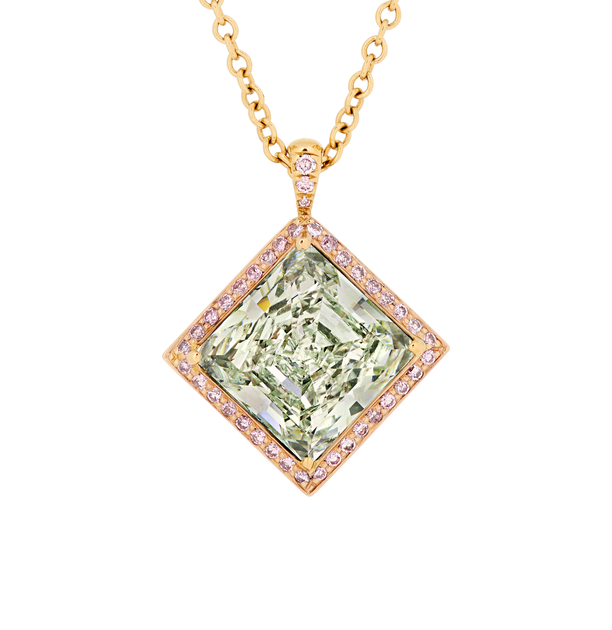 Fancy Light Yellowish Green Diamond Pendant, 5.11 Carats