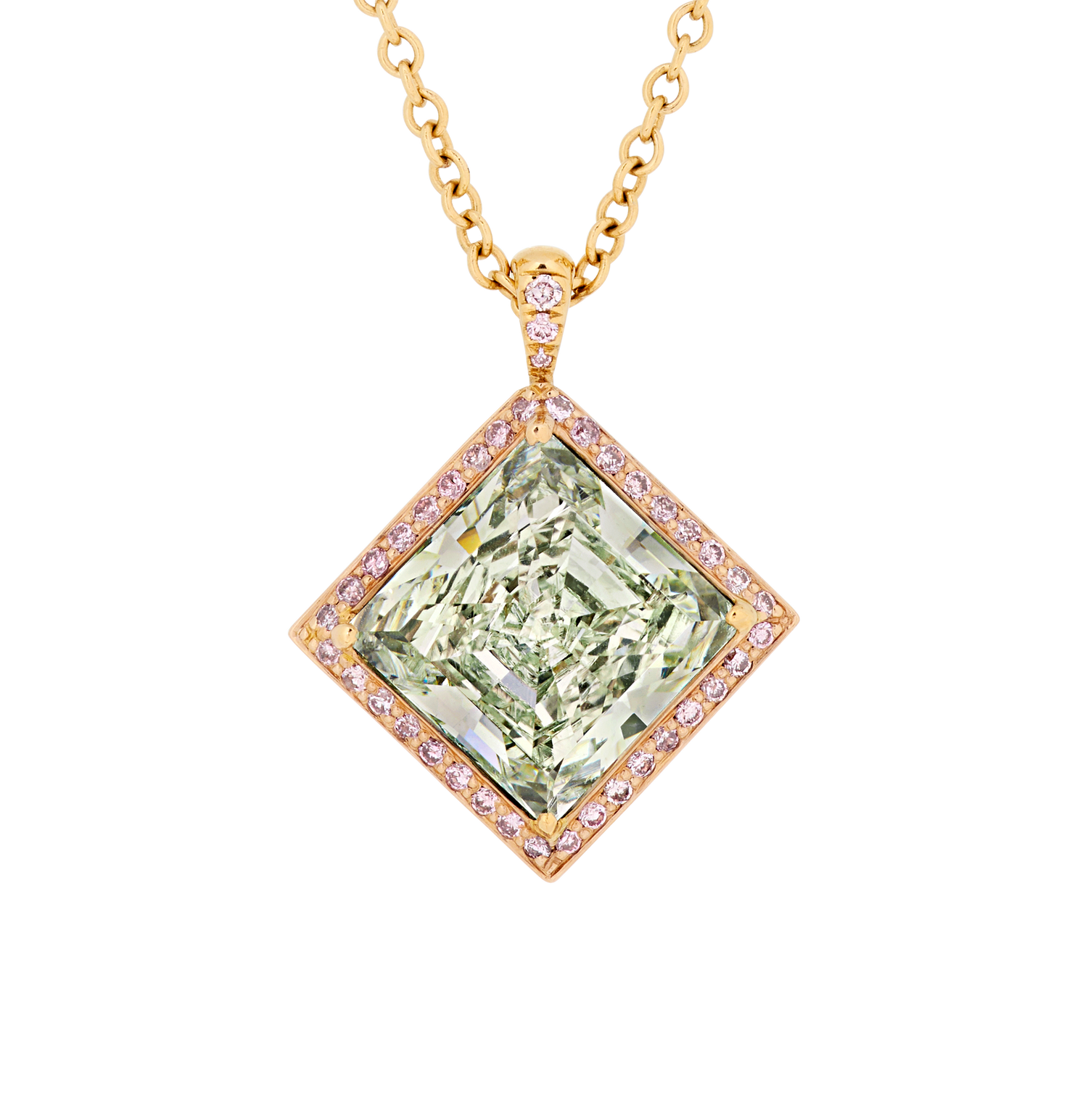 Fancy Light Yellowish Green Diamond Pendant, 5.11 Carats