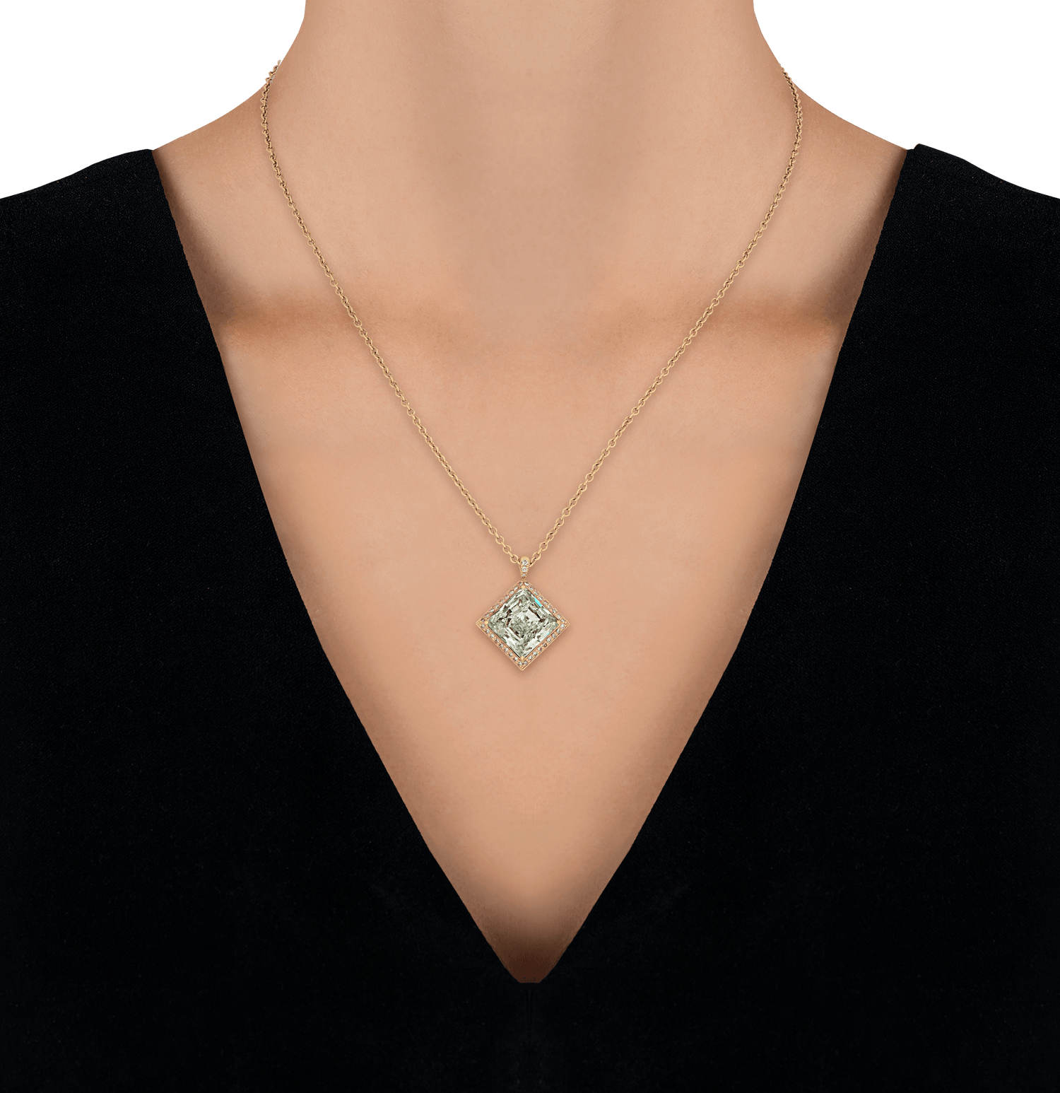 Fancy Light Yellowish Green Diamond Pendant, 5.11 Carats