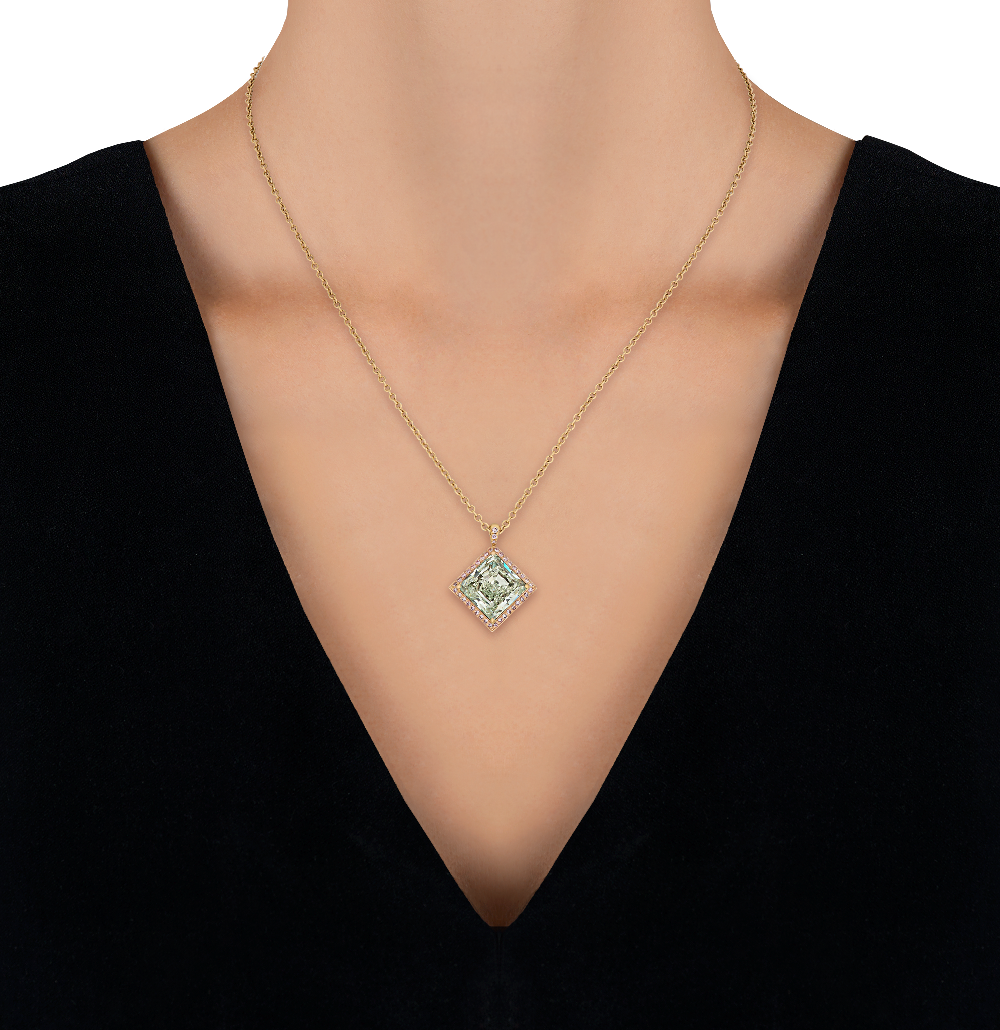 Fancy Light Yellowish Green Diamond Pendant, 5.11 Carats