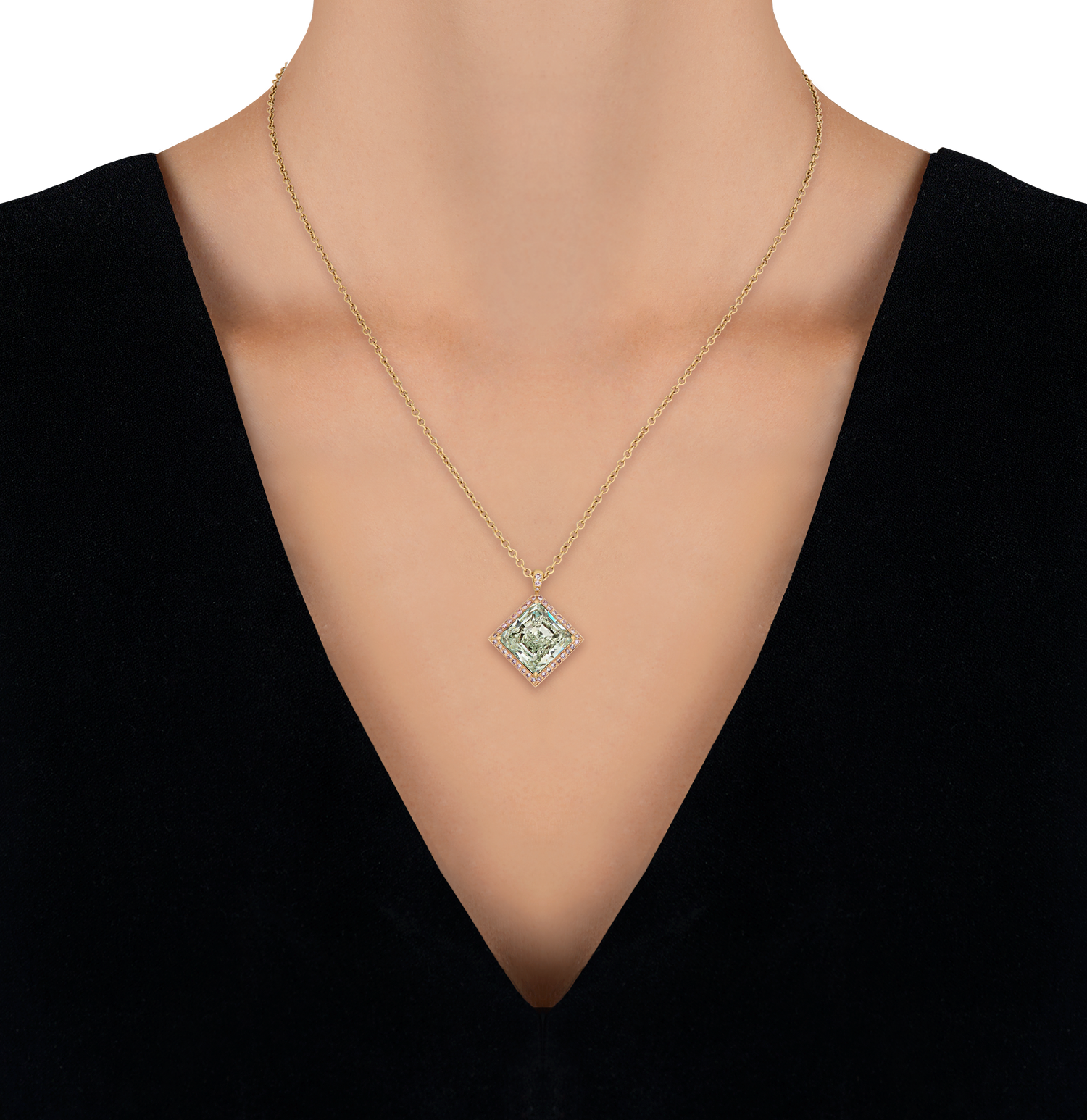 Fancy Light Yellowish Green Diamond Pendant, 5.11 Carats