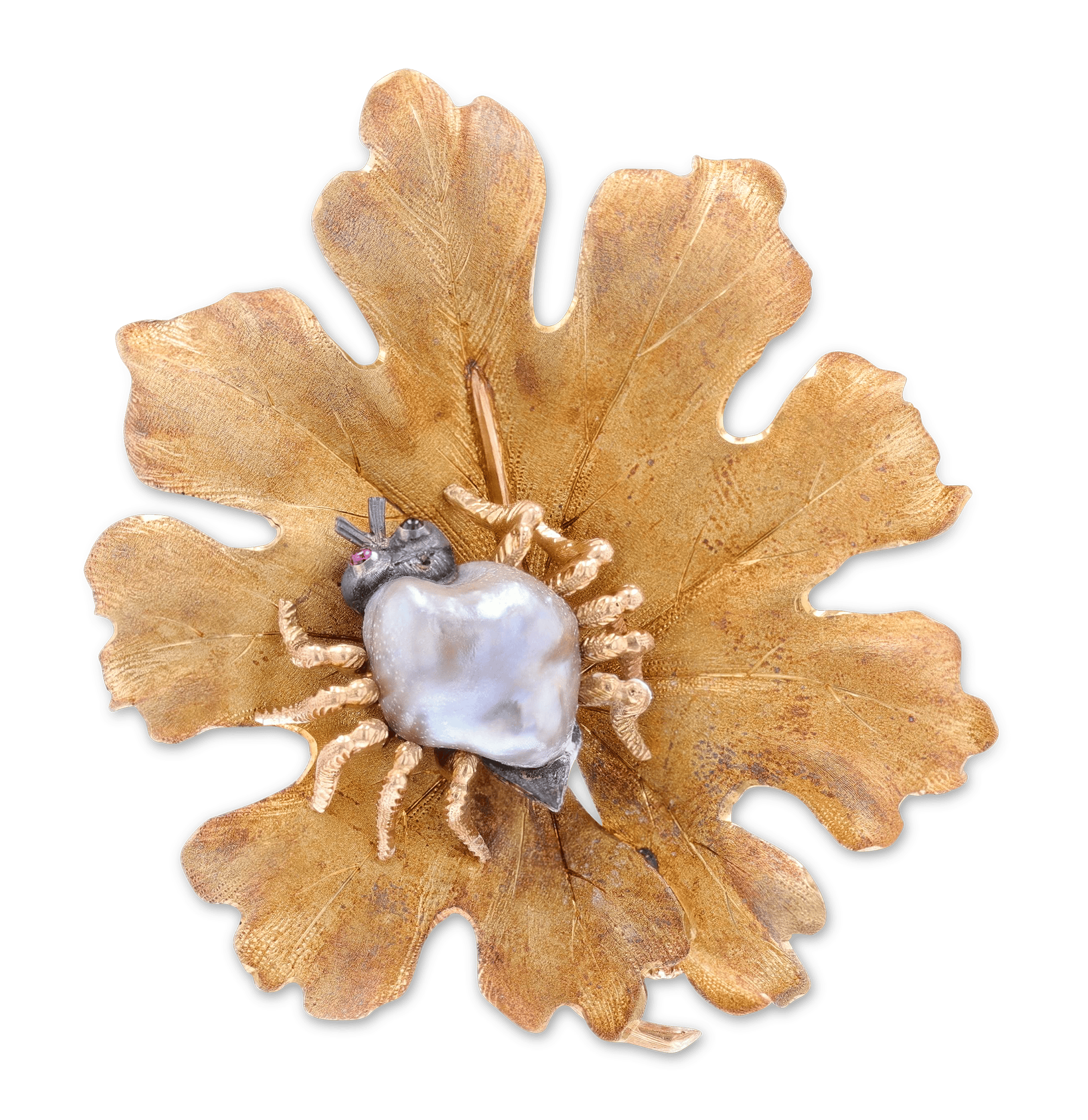 Mario Buccellati Gold and Baroque Pearl Brooch