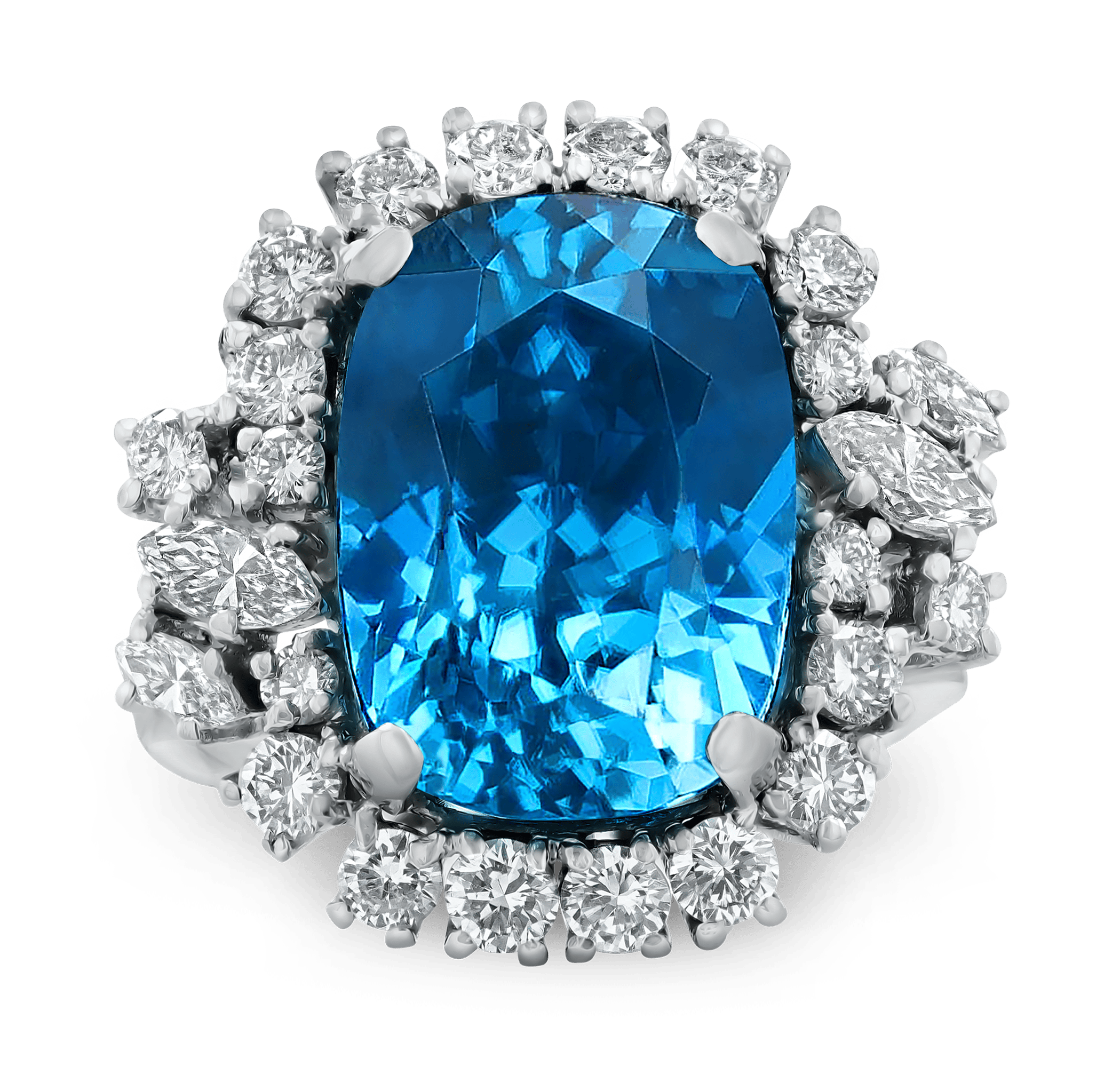Blue Zircon Ring, 19.54 Carats