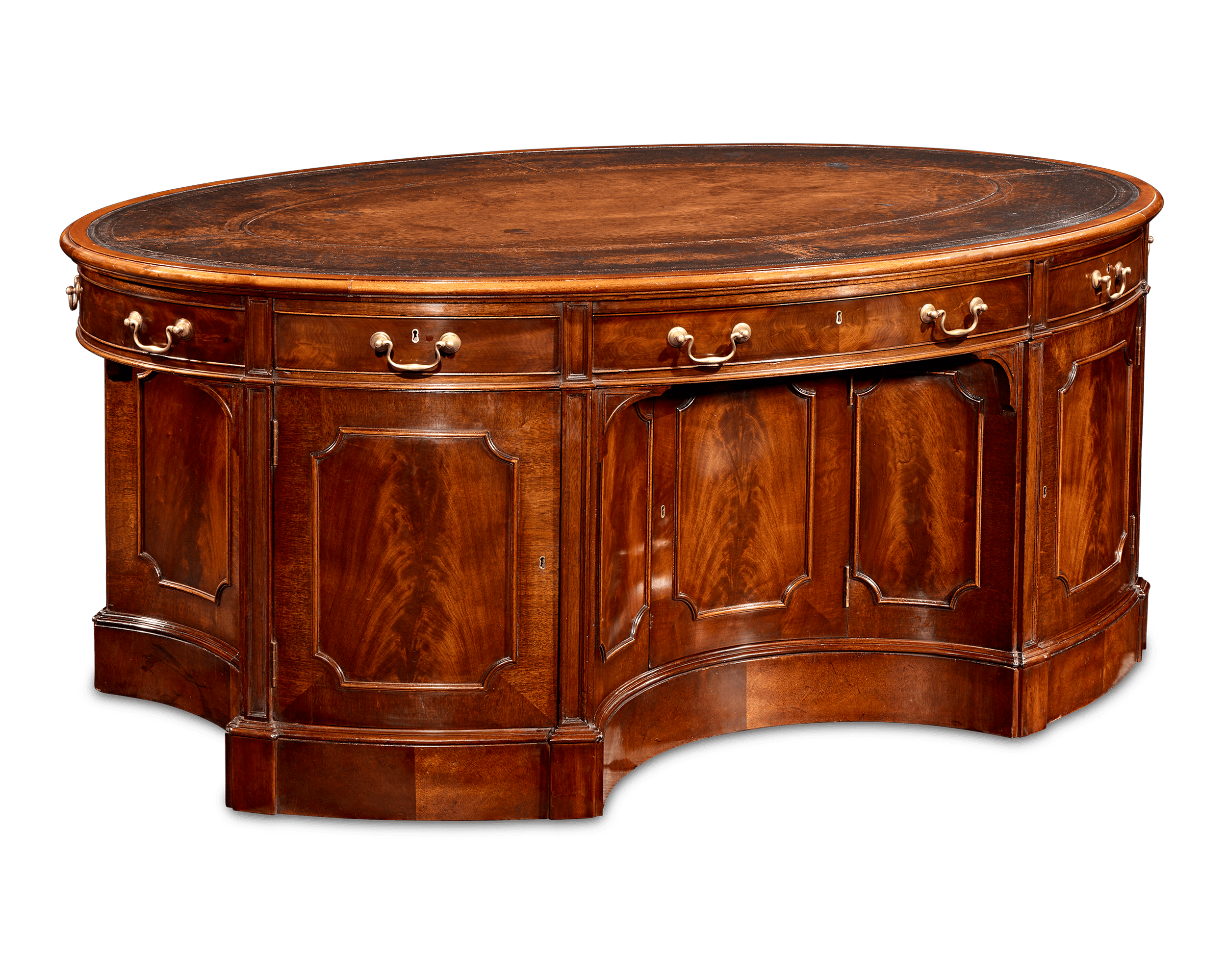 Georgian-Style Mahogany Oval Partners' Desk
