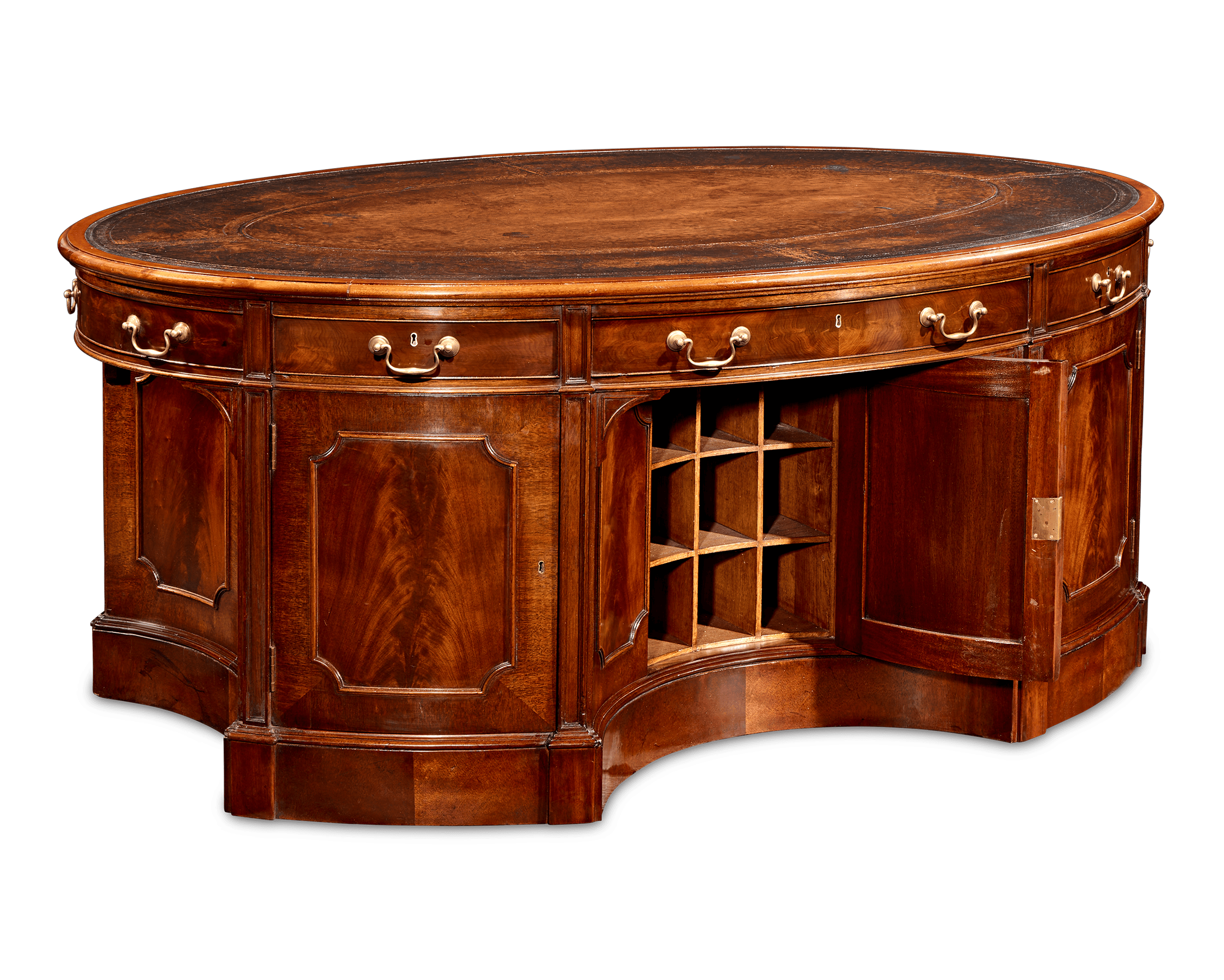 Georgian-Style Mahogany Oval Partners' Desk