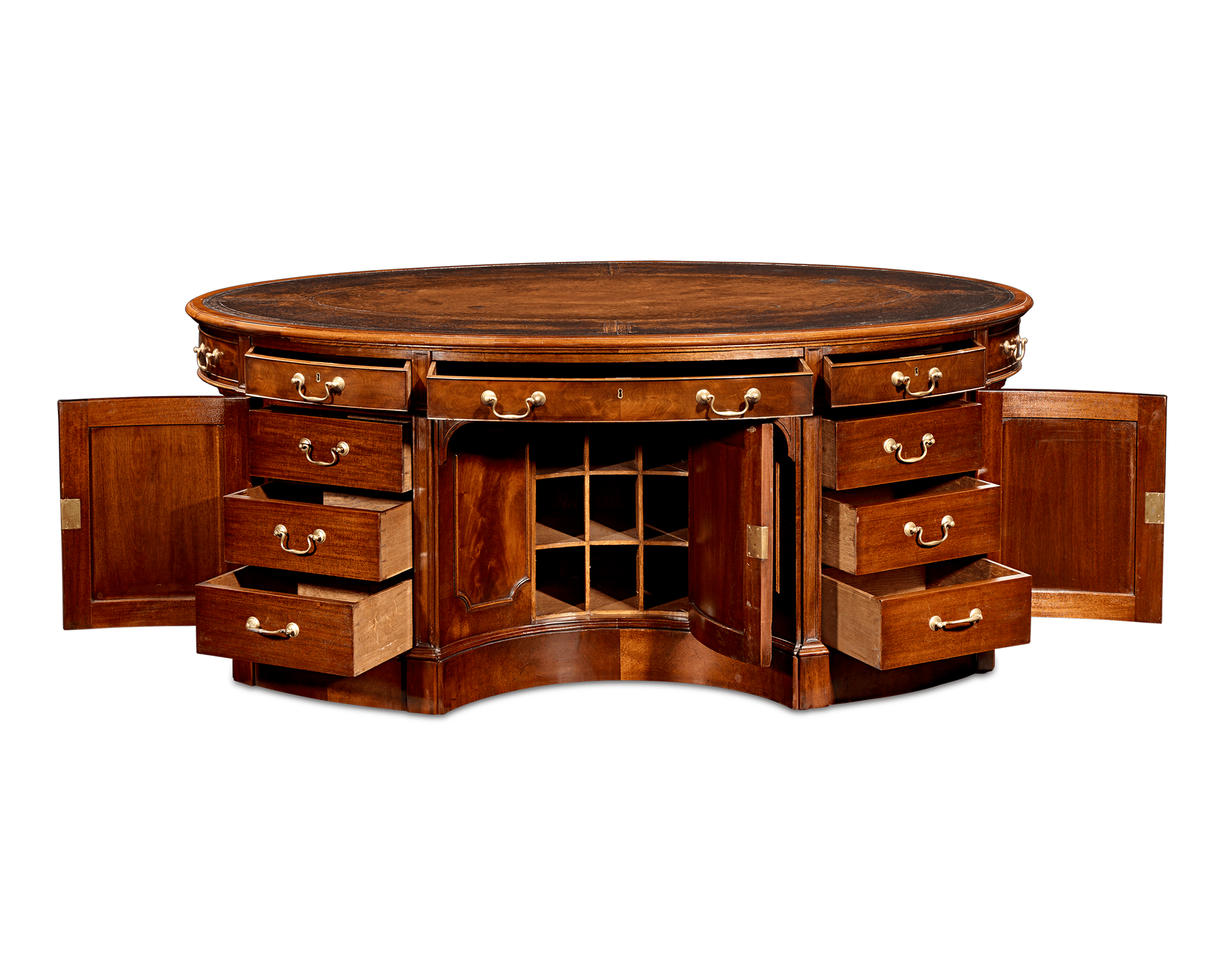 Georgian-Style Mahogany Oval Partners' Desk