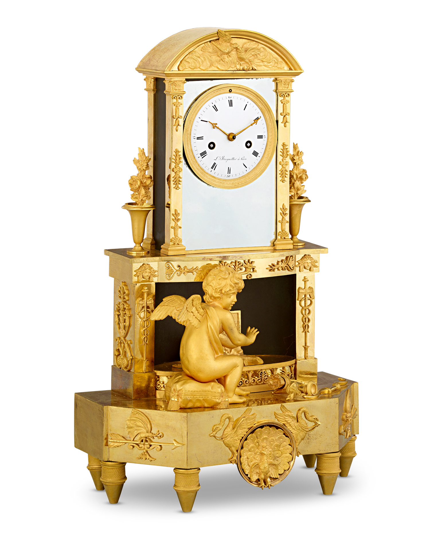 Cupid's Fire French Empire Mantel Clock by Bergmiller