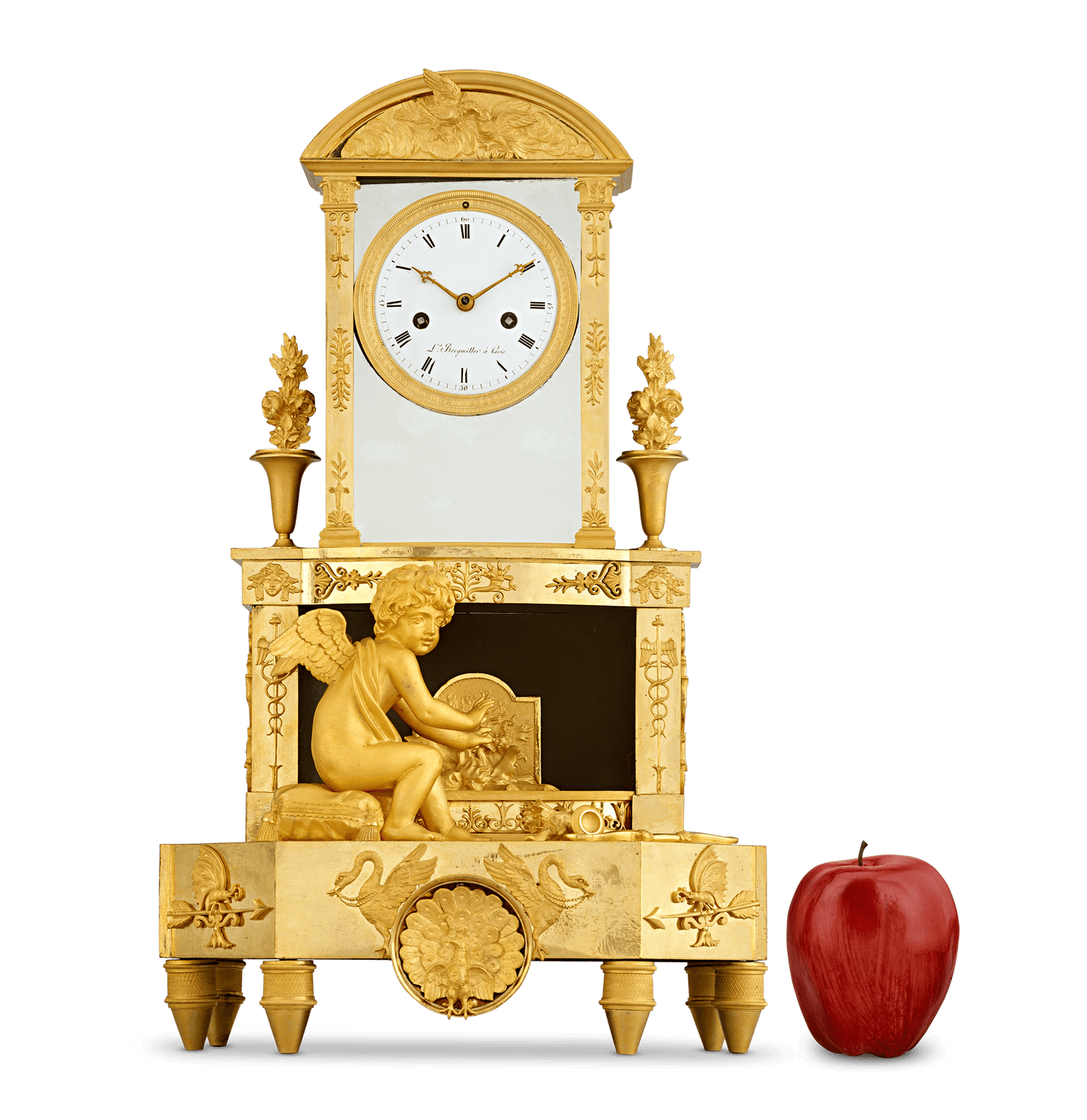Cupid's Fire French Empire Mantel Clock by Bergmiller