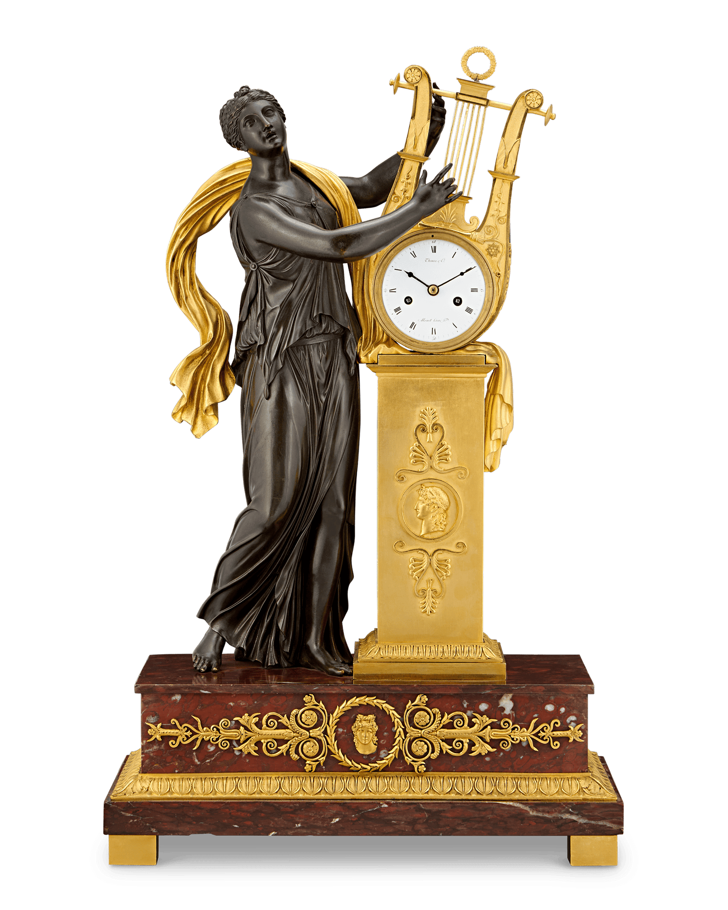 Empire Erato Mantel Clock by Thomire & Cie
