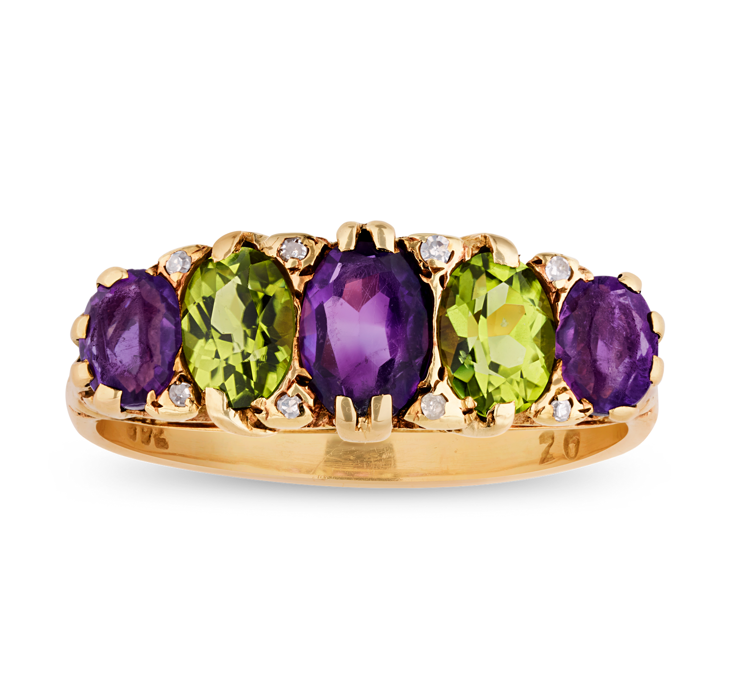 Edwardian Peridot and Amethyst Suffragette Ring