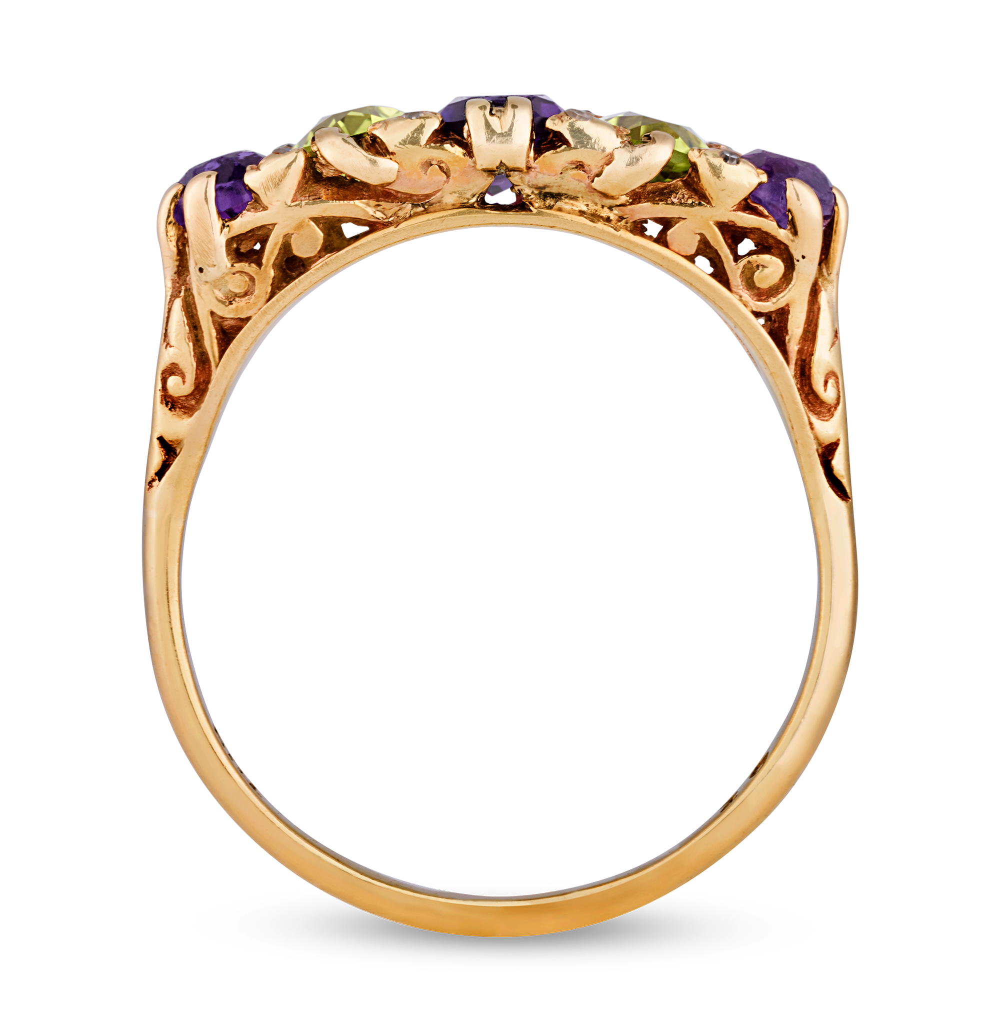 Edwardian Peridot and Amethyst Suffragette Ring