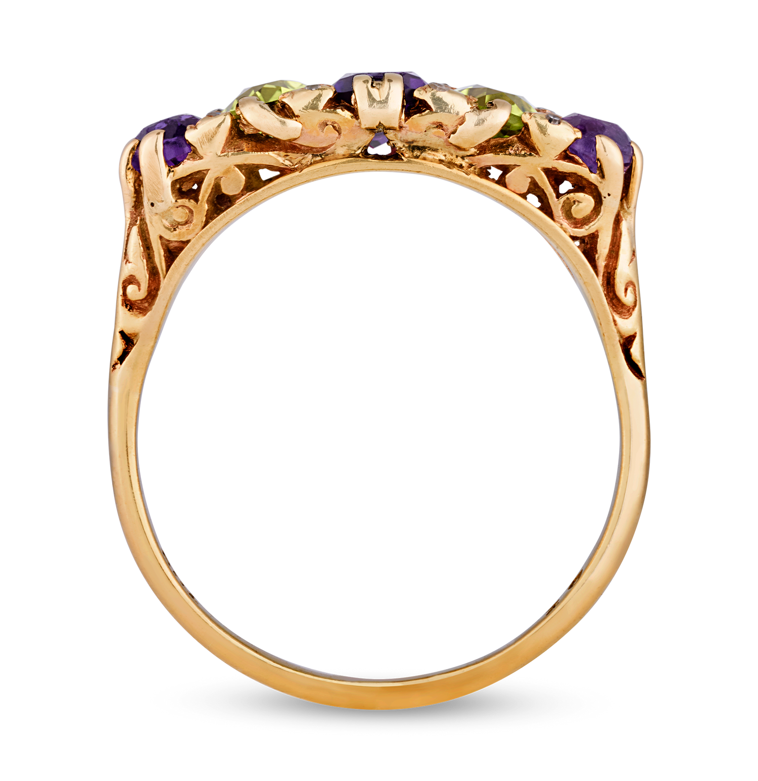 Edwardian Peridot and Amethyst Suffragette Ring