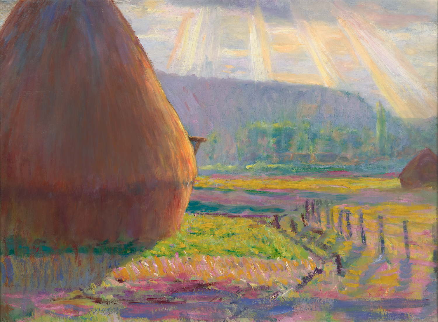 Grainstacks in plaine des Ajoux, Giverny by Theodore Earl Butler