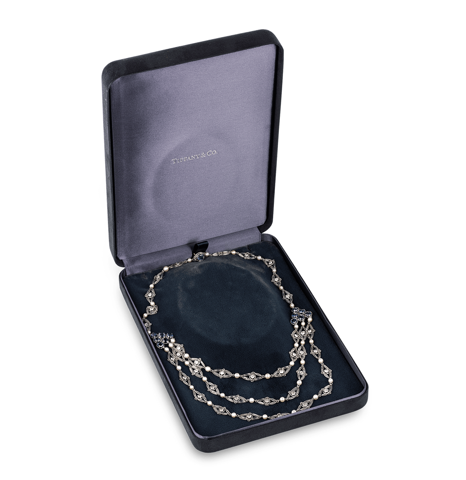 Louis Comfort Tiffany Yogo Sapphire and Diamond Necklace