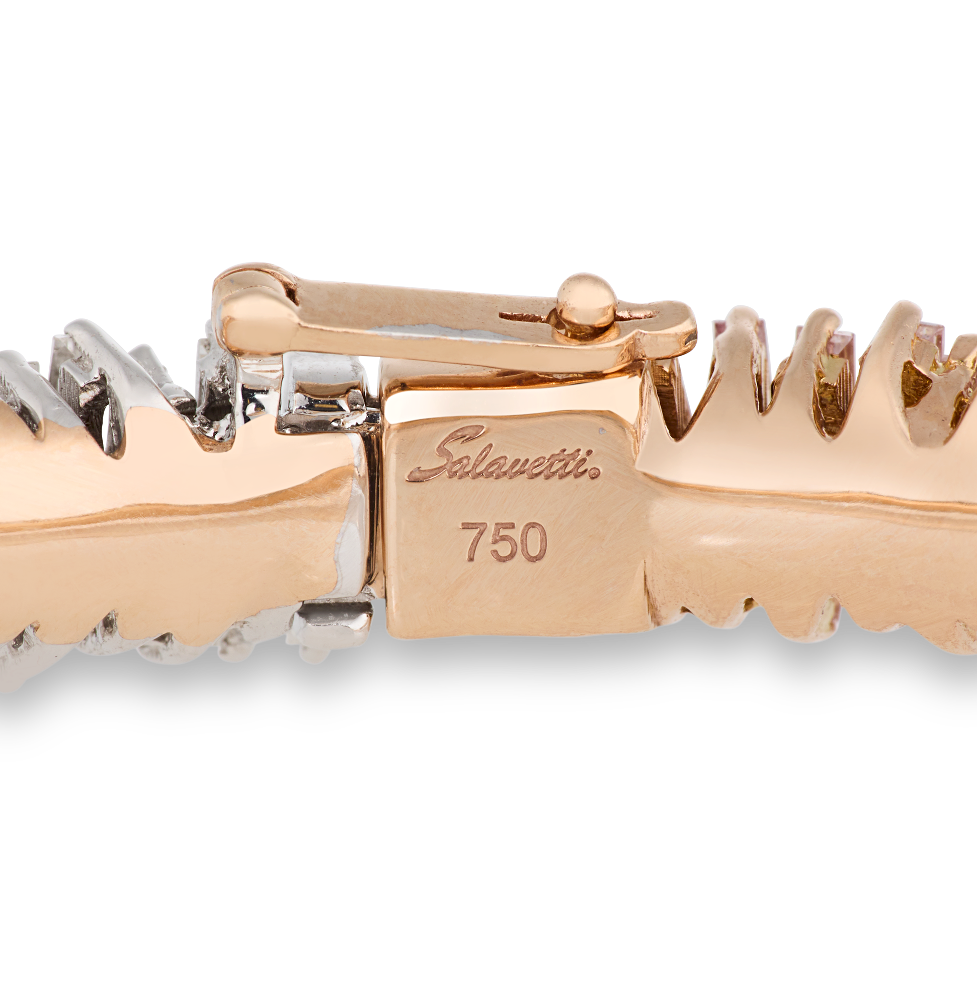 Salavetti Pink and White Diamond Bracelet, 7.19 Carats