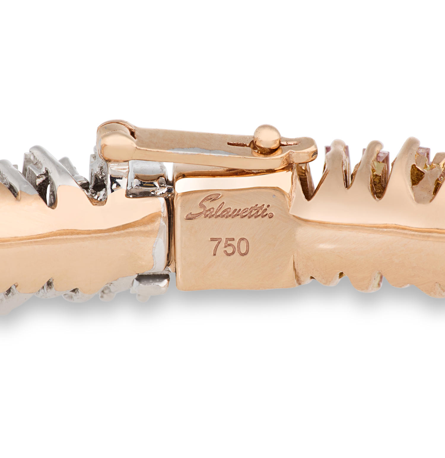Salavetti Pink and White Diamond Bracelet, 7.19 Carats