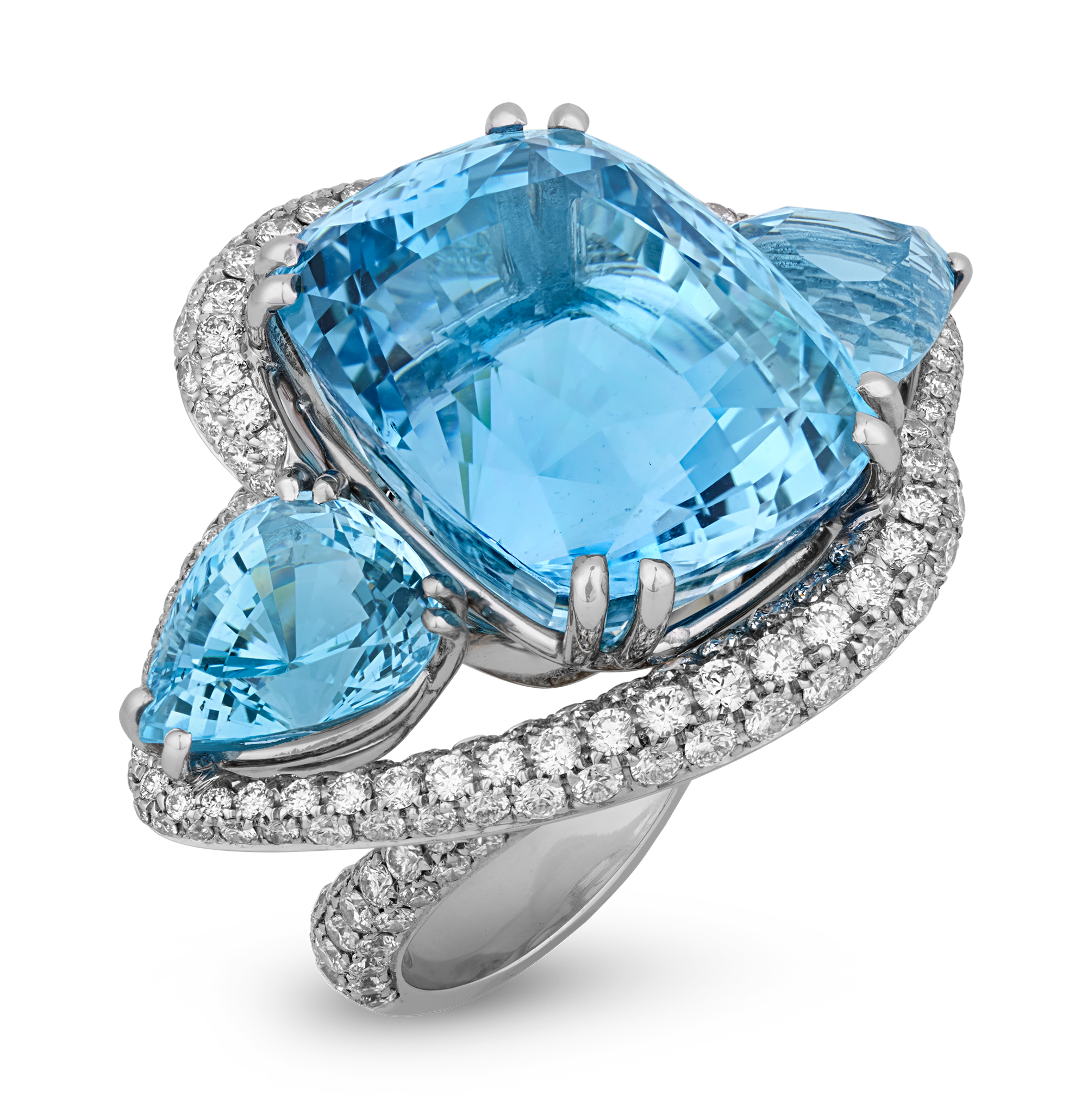 Salavetti Unheated Aquamarine Ring, 33.83 Carats