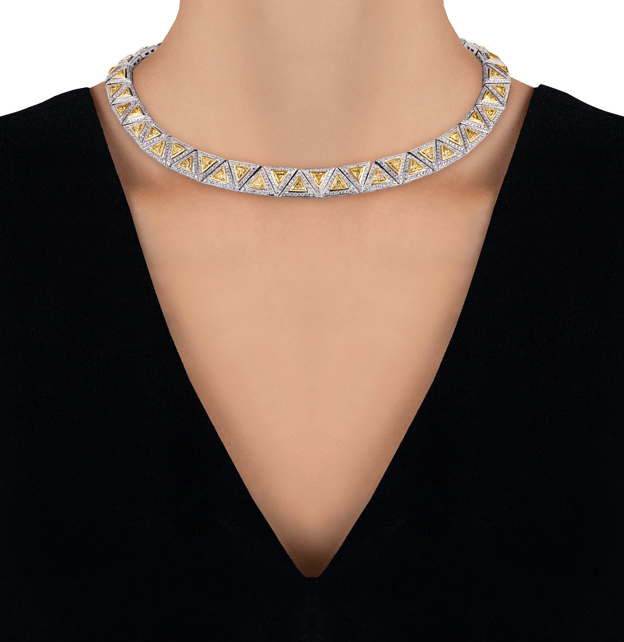 Krieger Yellow and White Diamond Necklace