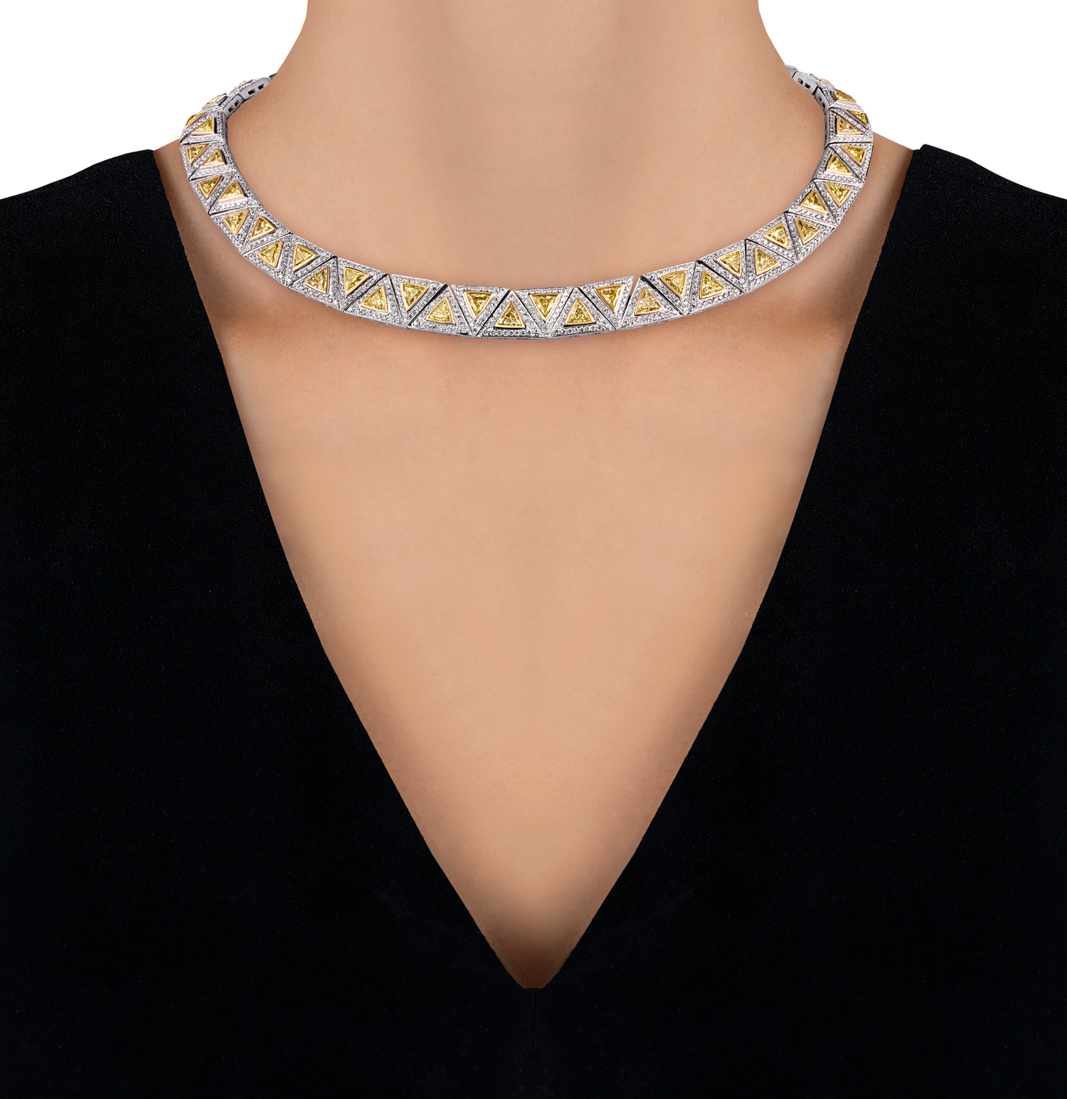 Krieger Yellow and White Diamond Necklace
