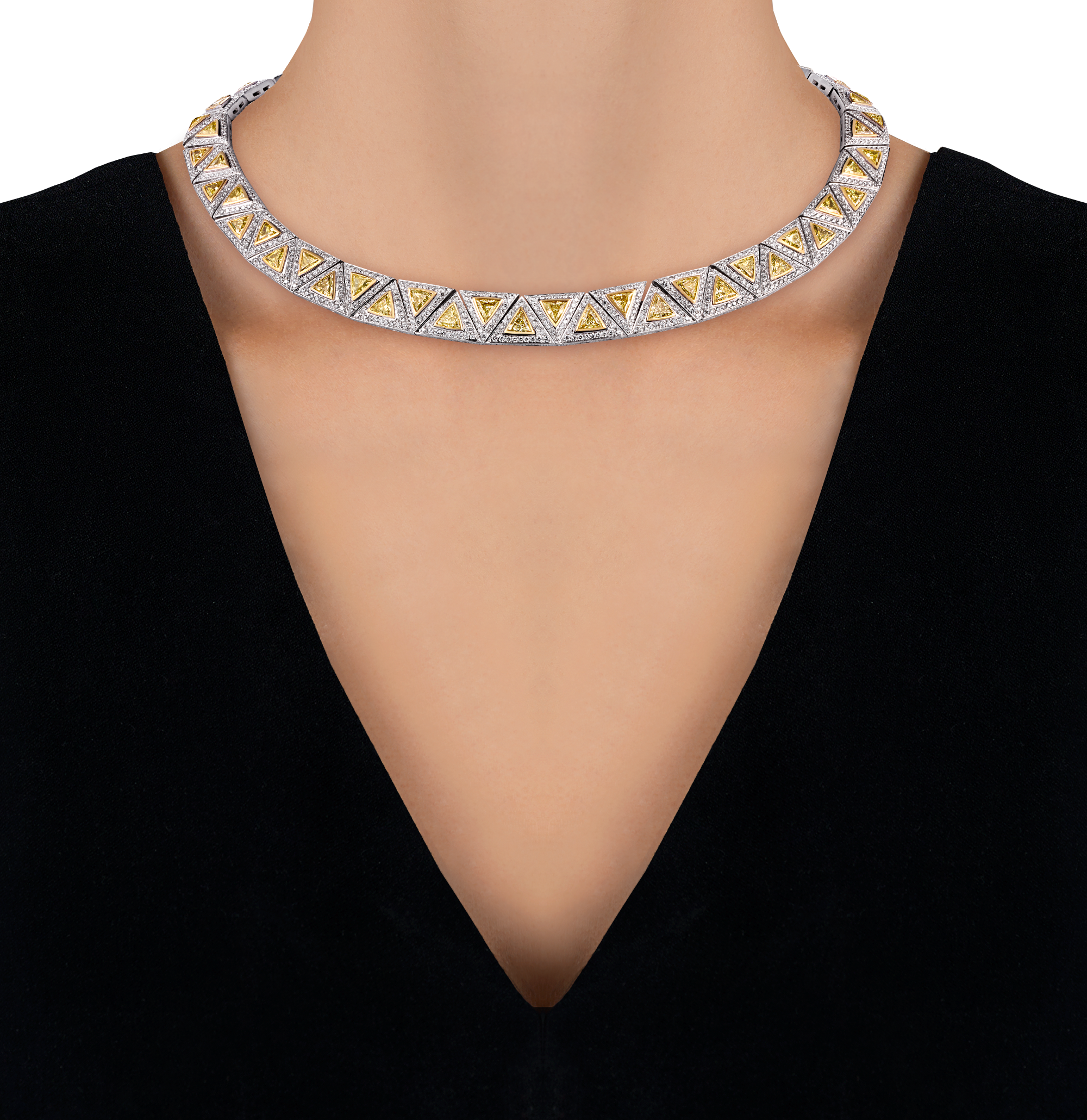 Krieger Yellow and White Diamond Necklace