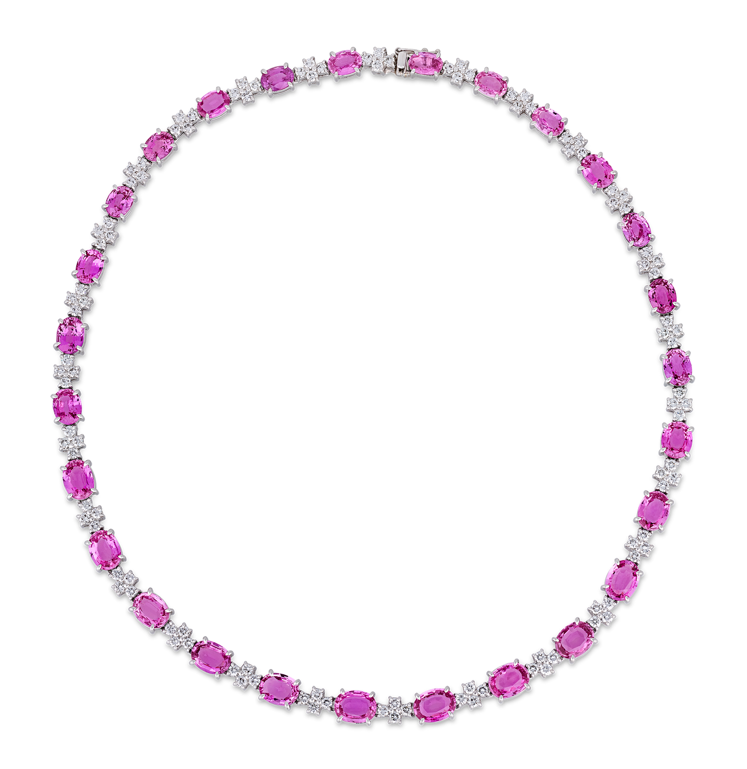 Unheated Pink Sapphire Necklace, 35.60 Carats