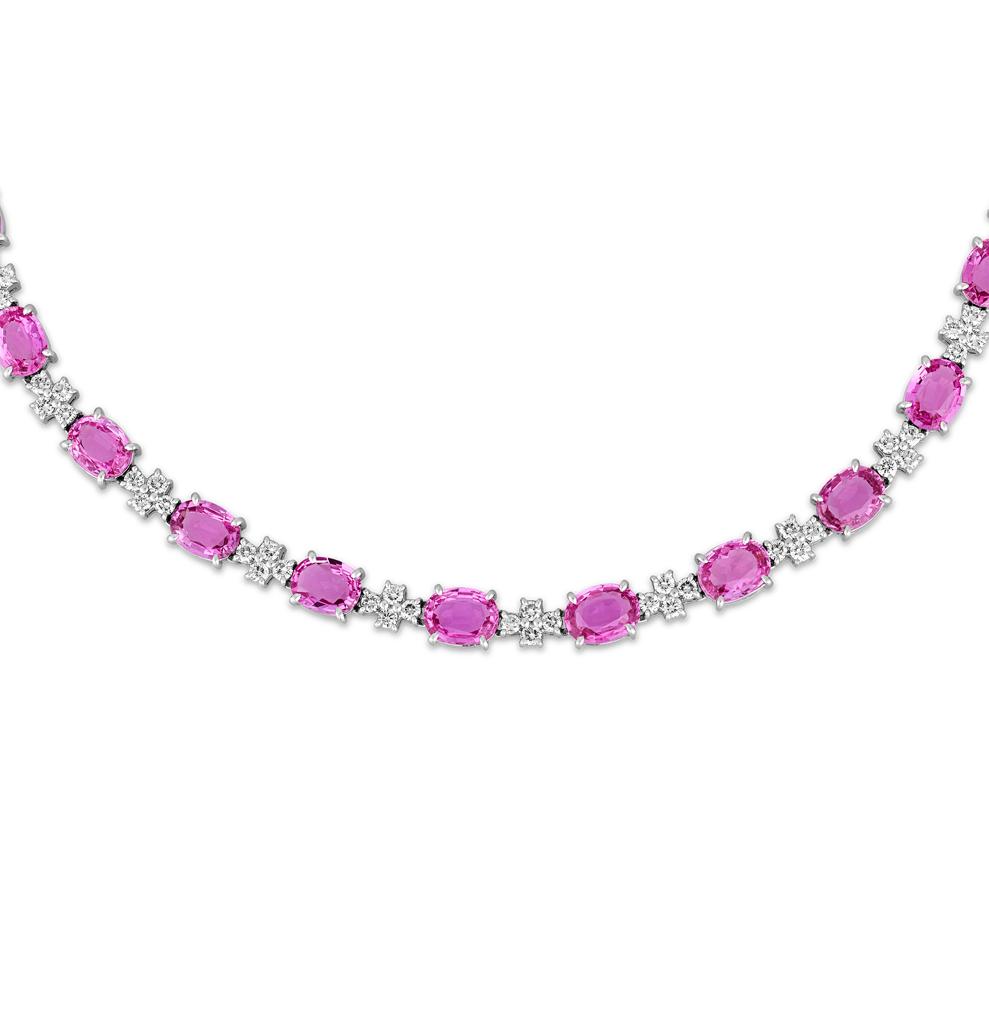 Unheated Pink Sapphire Necklace, 35.60 Carats