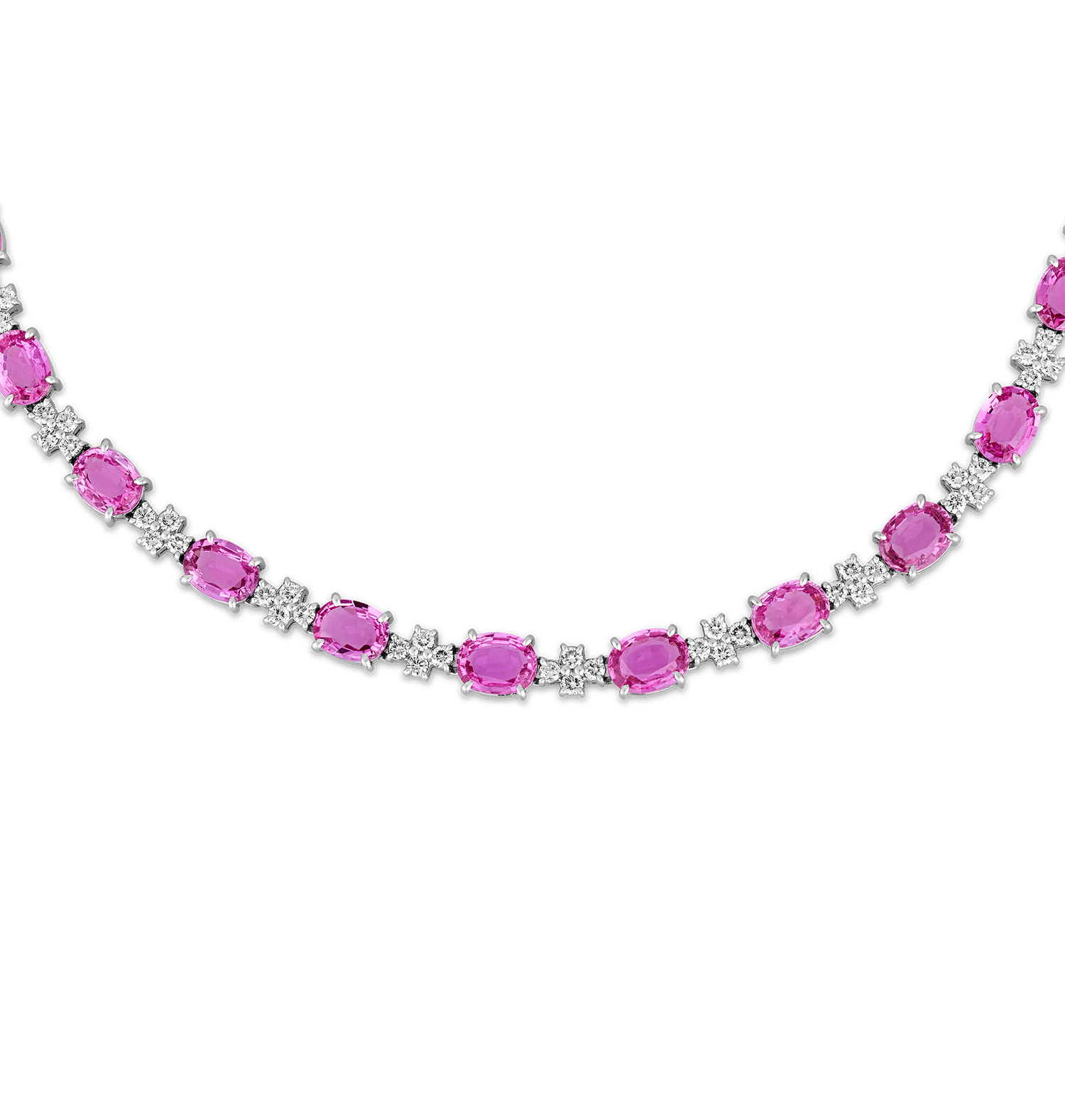 Unheated Pink Sapphire Necklace, 35.60 Carats