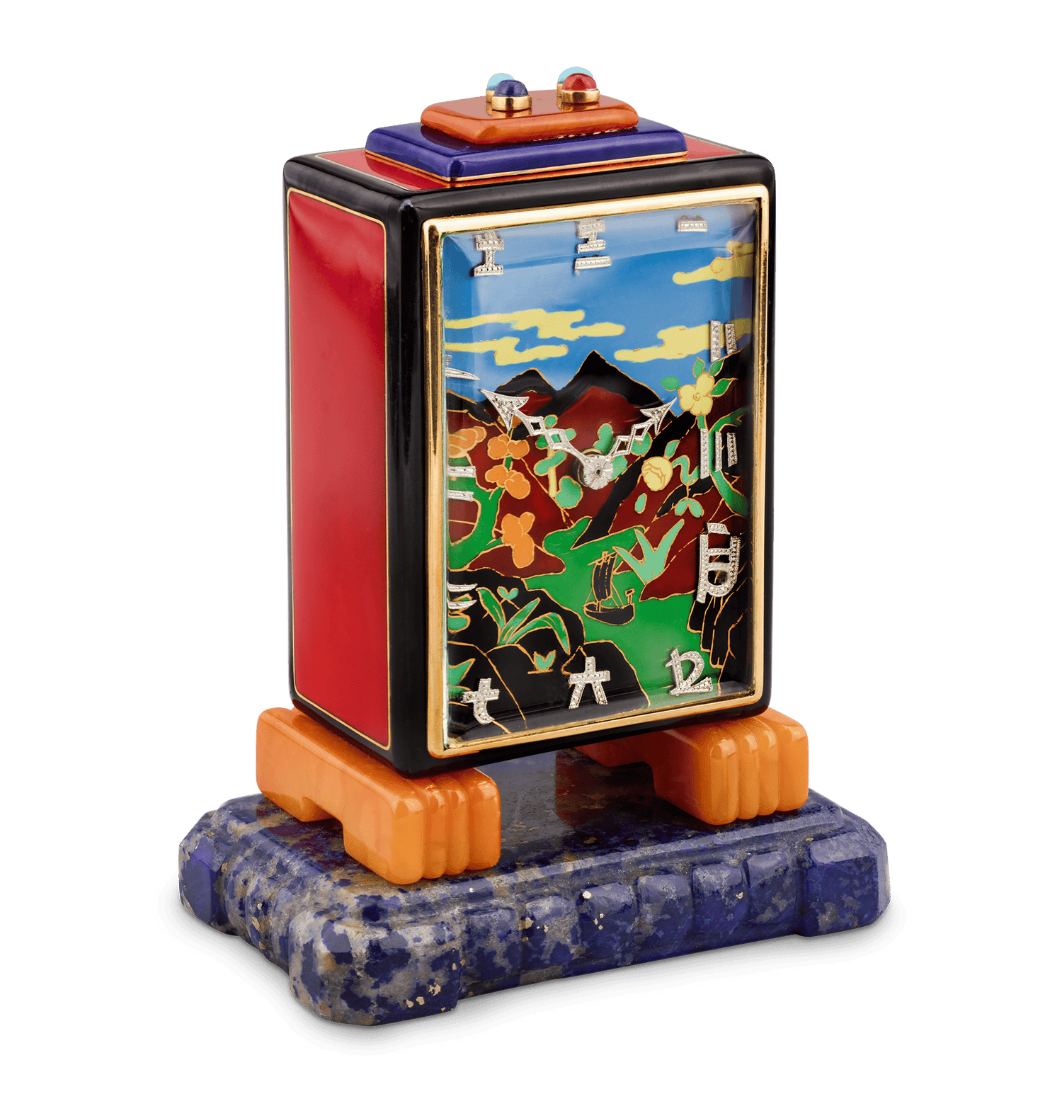 Marcus & Co. Art Deco Cloisonné Enamel Desk Clock