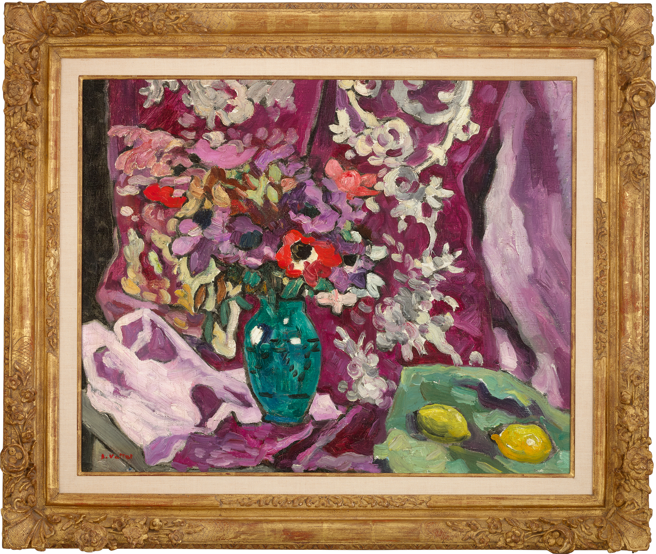 Vase Anémones et Citrons, Draperie by Louis Valtat