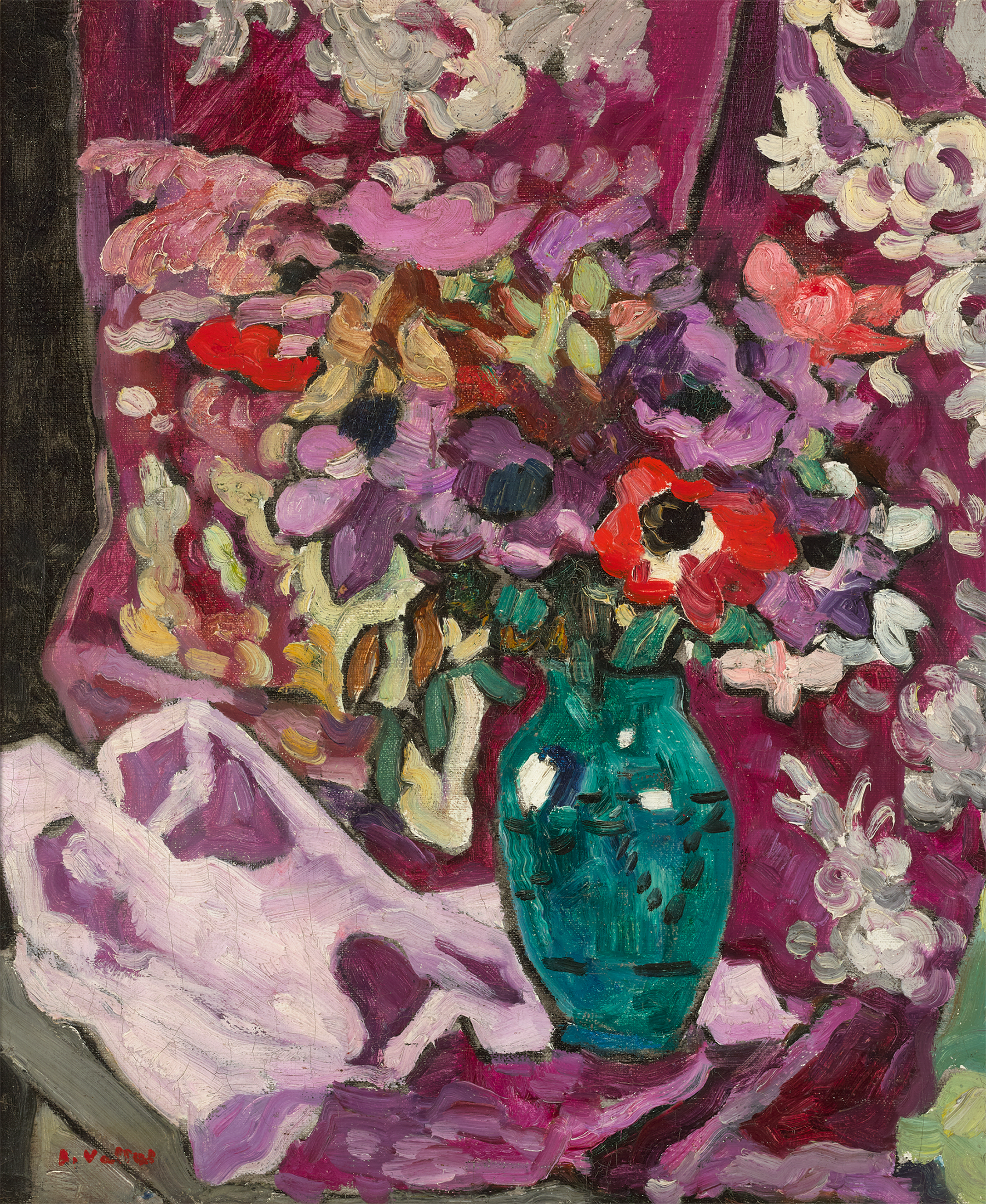 Vase Anémones et Citrons, Draperie by Louis Valtat