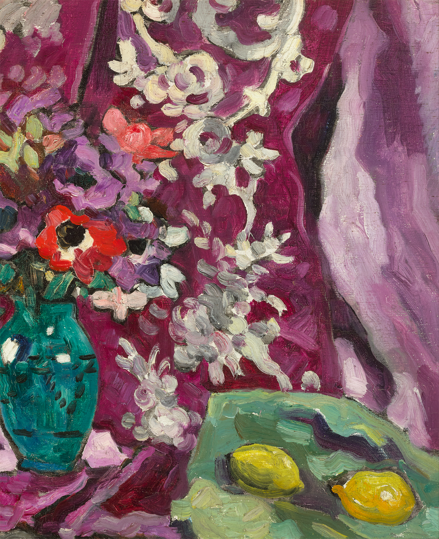 Vase Anémones et Citrons, Draperie by Louis Valtat