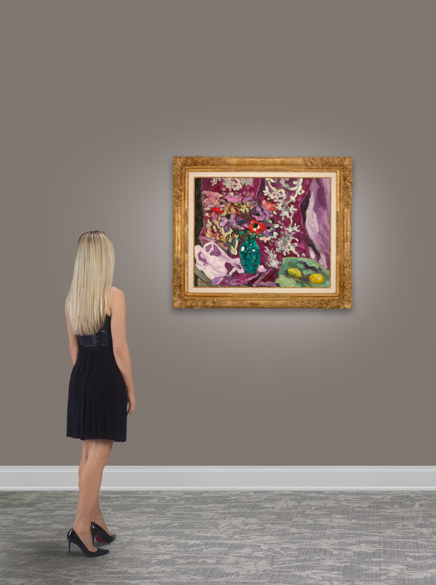 Vase Anémones et Citrons, Draperie by Louis Valtat