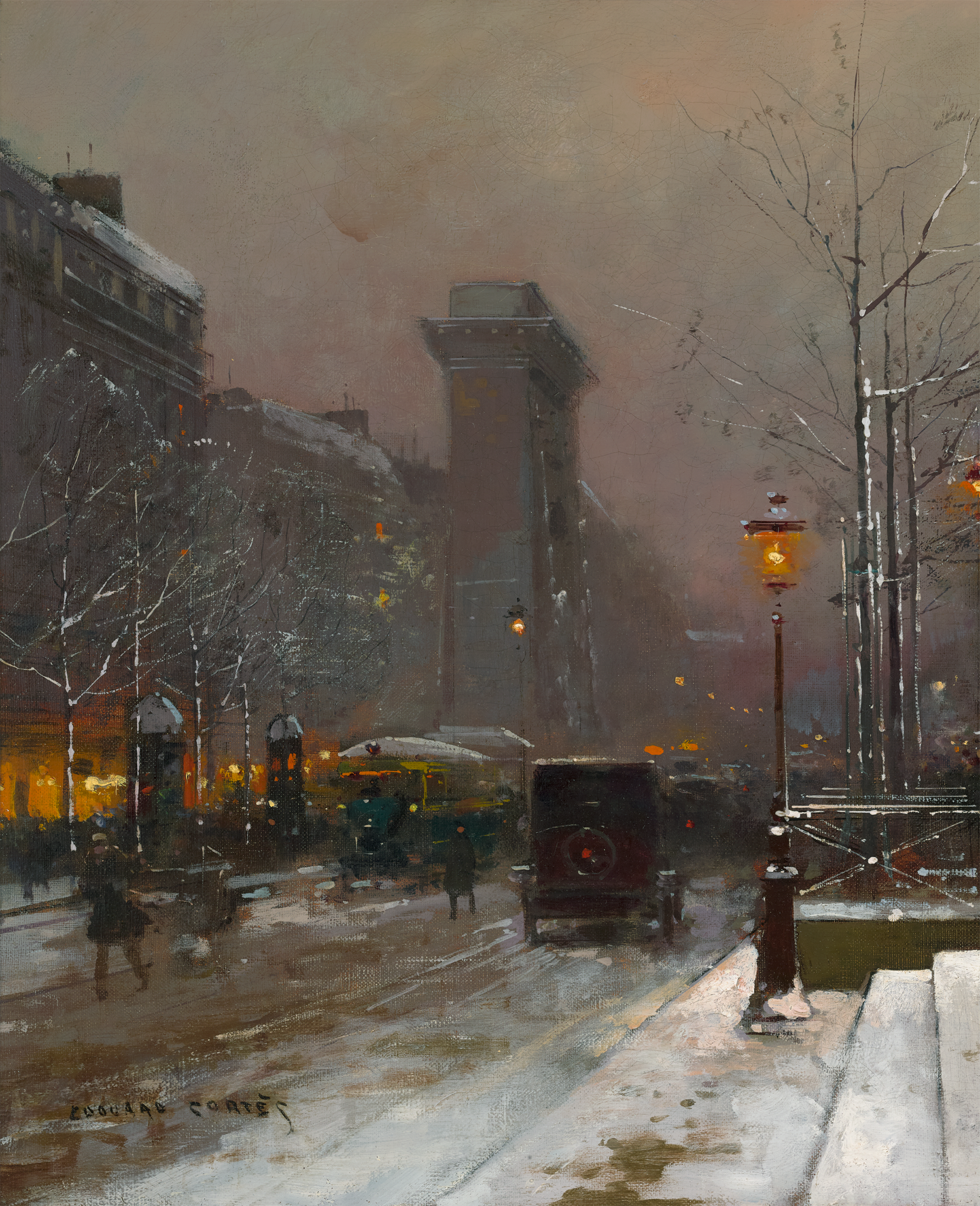 Paris la nuit, Porte Saint Denis by Edouard Léon Cortès