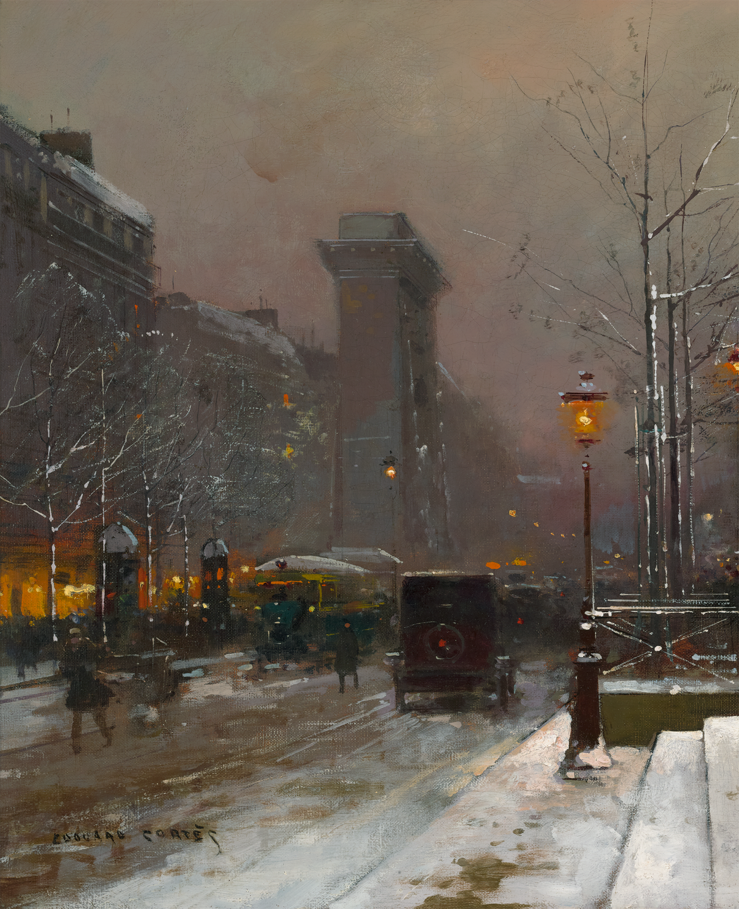 Paris la nuit, Porte Saint Denis by Edouard Léon Cortès