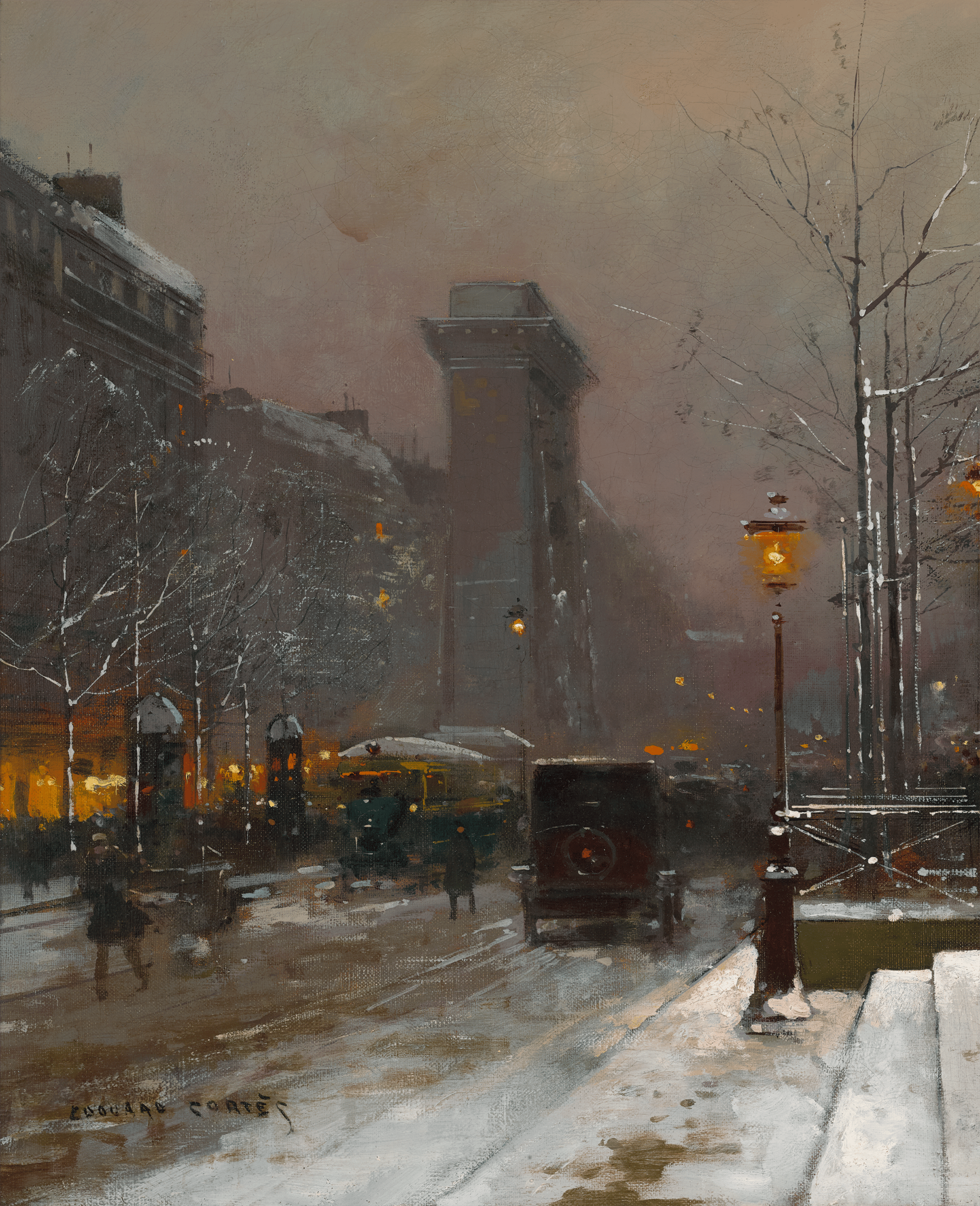 Paris la nuit, Porte Saint Denis by Edouard Léon Cortès
