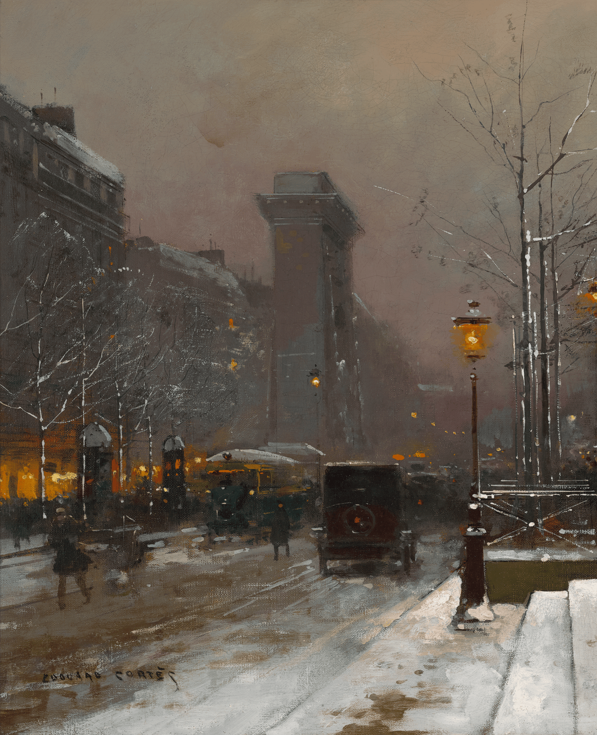 Paris la nuit, Porte Saint Denis by Edouard Léon Cortès
